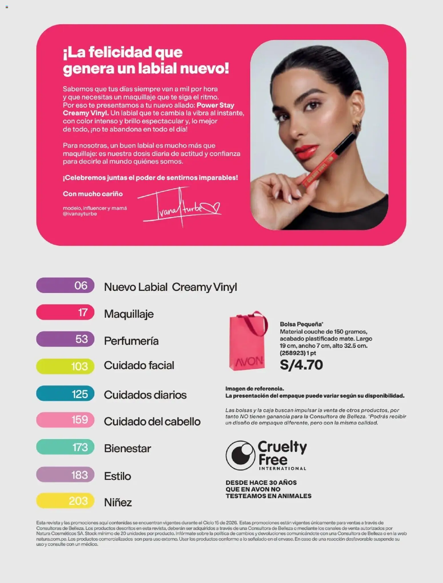 Catálogo Avon válido desde 15/09/2026 | Página: 5 | Productos: Té, Empaque, Bolsa, Maquillaje