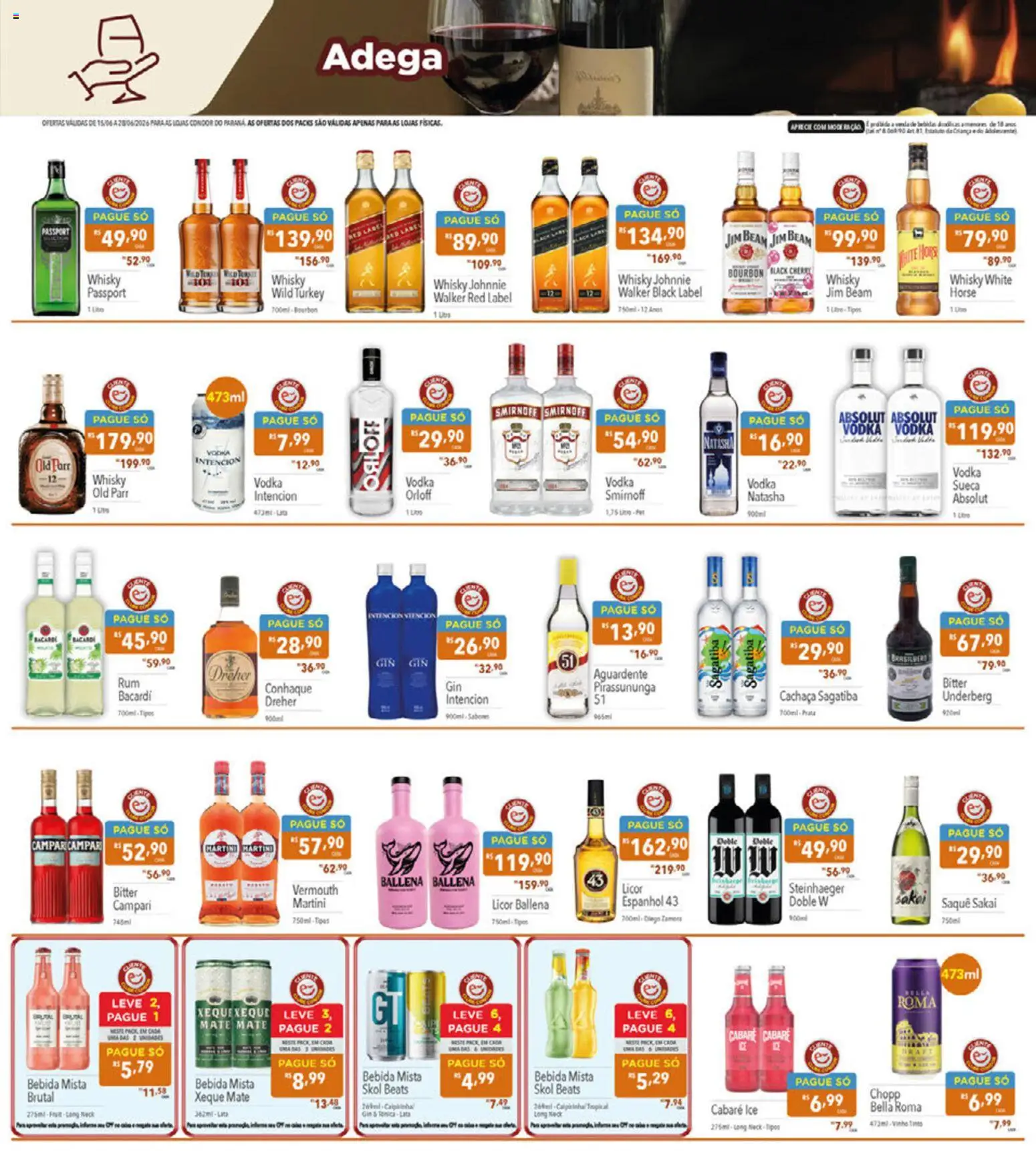 Supermercados Condor Folheto - válido de 15.06.2026 | Página: 21 | Produtos: Whisky, Licor, Conhaque, Campari