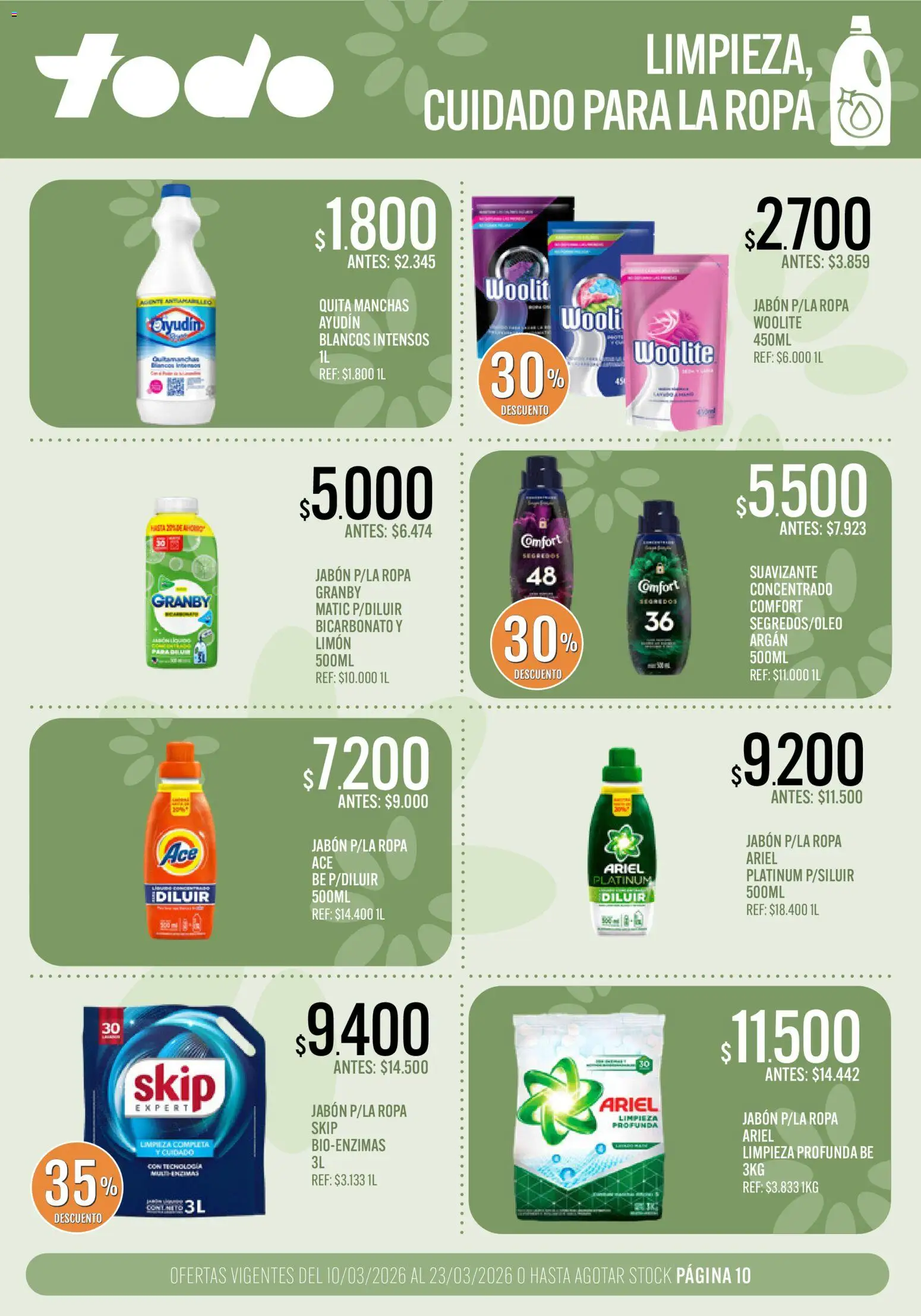Supermercados TODO - Ofertas │ válido desde el 10.03.2026 | Página: 10 | Productos: Jabón, Limón, Ropa, Suavizante