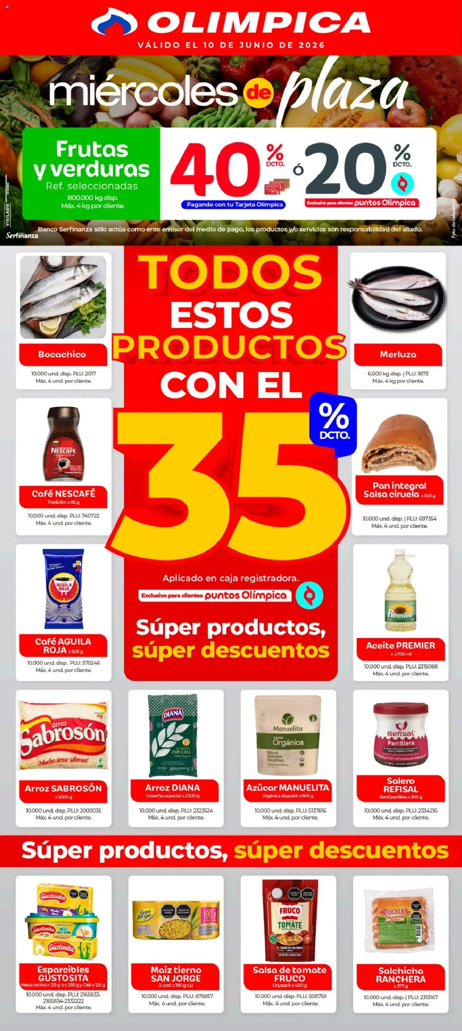 Olímpica revista - valida desde el 10.06.2026 | Página: 1 | Productos: Arroz, Salsa de tomate, Azucar, Pan