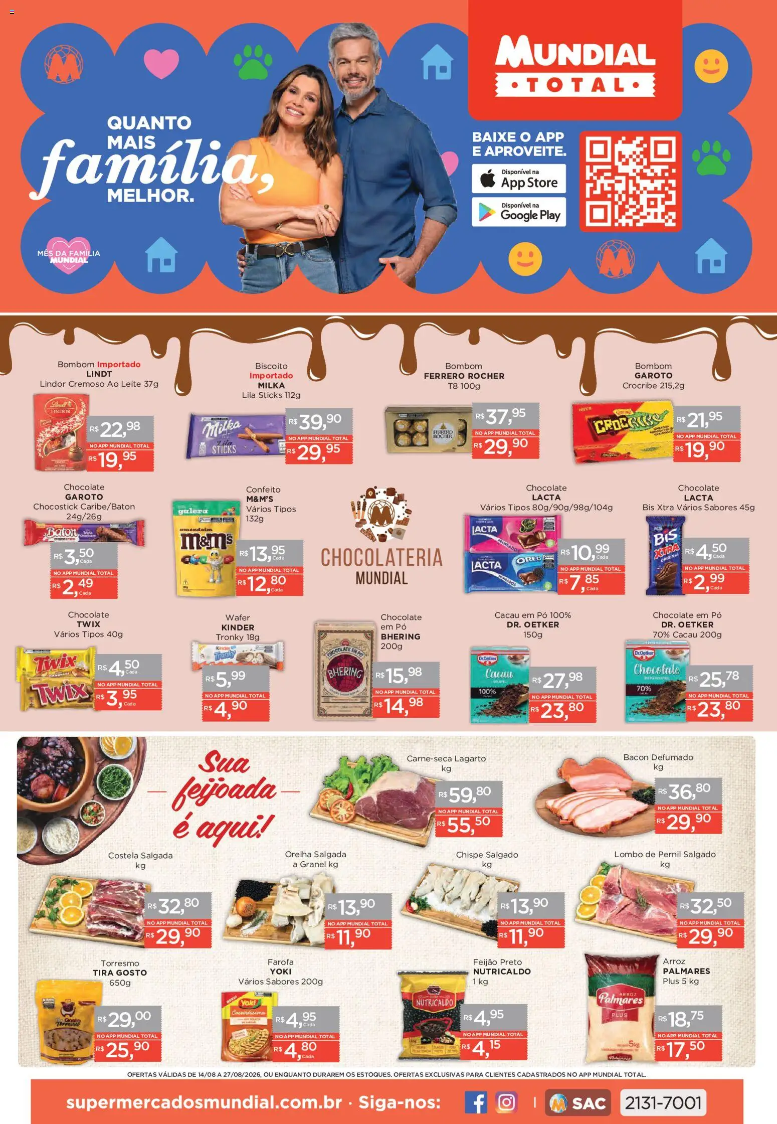 Mundial Folheto - válido de 14/08/2026 | Página: 1 | Produtos: Pó, Twix, Chocolate, Bacon