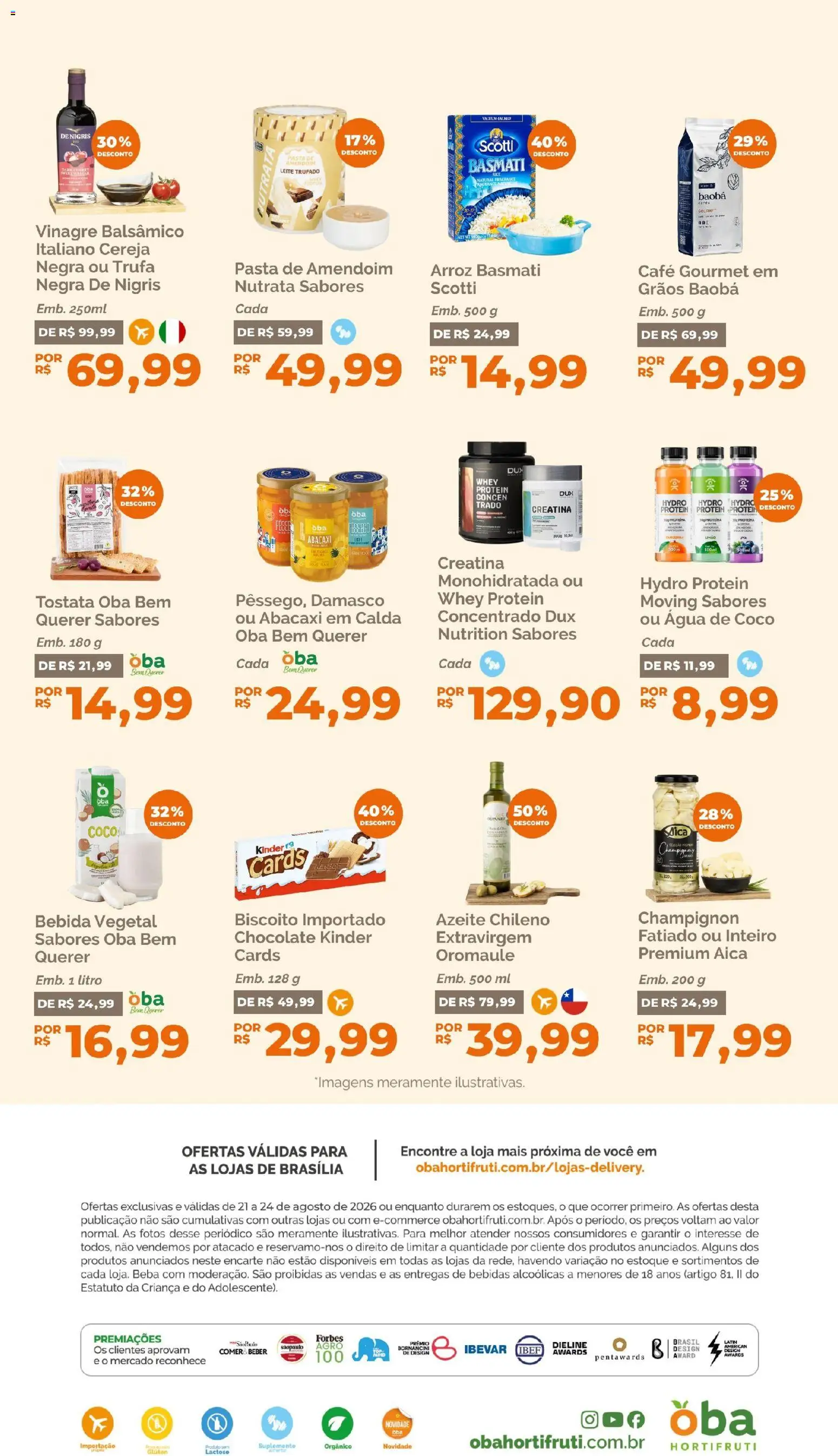 Oba Hortifruti Folheto - válido de 21/08/2026 | Página: 10 | Produtos: Arroz basmati, Abacaxi, Whey protein, Pasta de amendoim