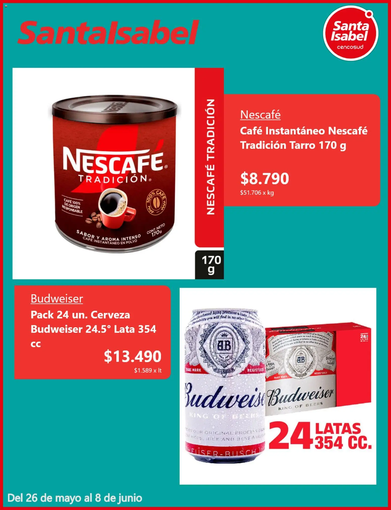 Santa Isabel Ofertas │ válido desde el 26.05.2026 | Página: 4 | Productos: Polvo, Café, Cerveza