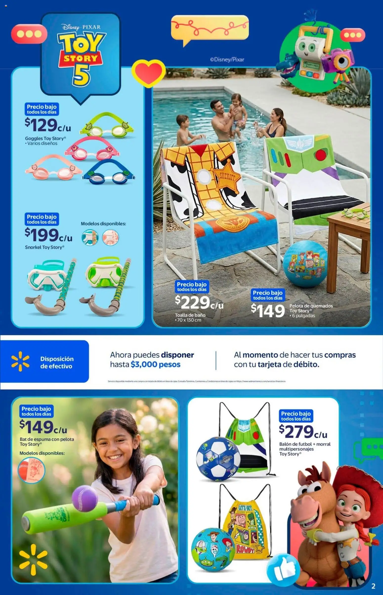 Nuevas ofertas de Walmart válidas en toda la República Mexicana desde el 08.06.2026. ¡Encuentra las mejores ofertas en Walmart folleto Toy Story! | Página: 2 | Productos: Goggles, Toalla, Baño, Morral