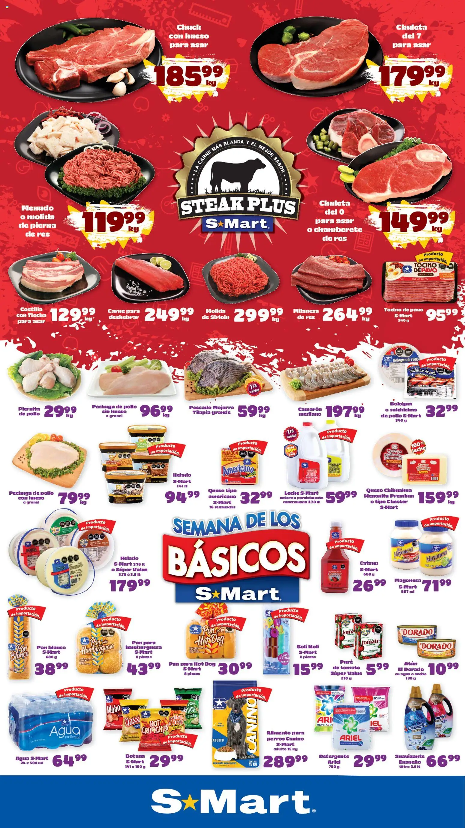 Nuevas ofertas de S-Mart válidas en toda la República Mexicana desde el 21/08/2026. ¡Encuentra las mejores ofertas en S-Mart folleto Chihuahua! | Página: 1 | Productos: Detergente, Chuleta, Res, Puré
