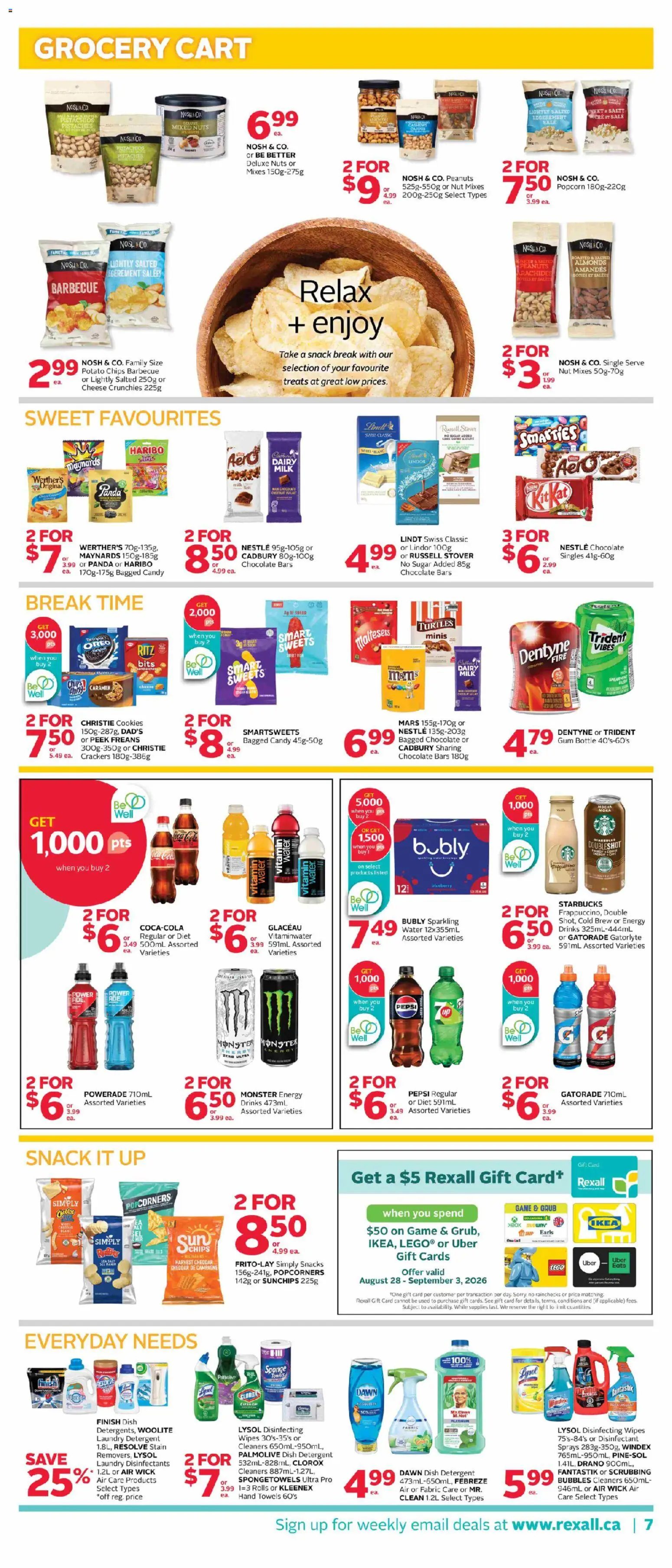 Rexall flyer valid from Aug 28, 2026 | Page: 19 | Products: Peanuts, Sponge, Cheese, Chocolate