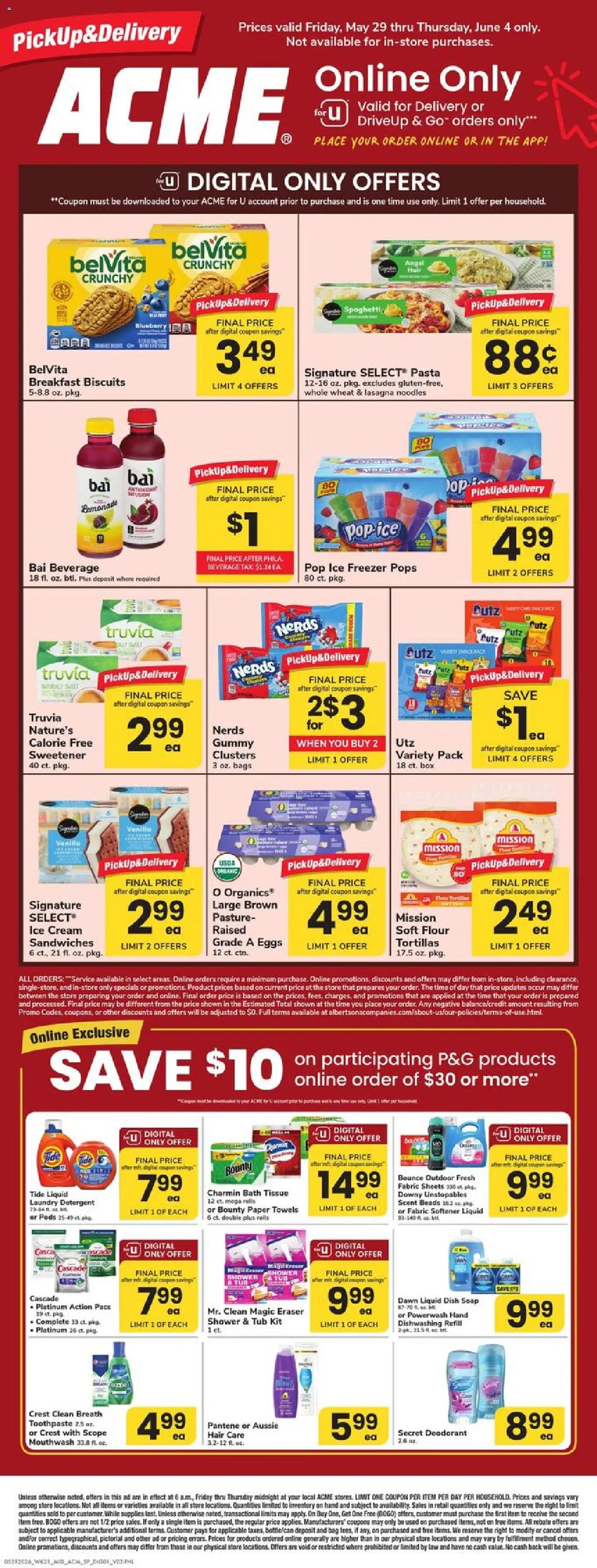 Acme Specialty Publication - valid from 29.05.2026 | Page: 1 | Products: Eggs, Fabric softener, Detergent, Pasta