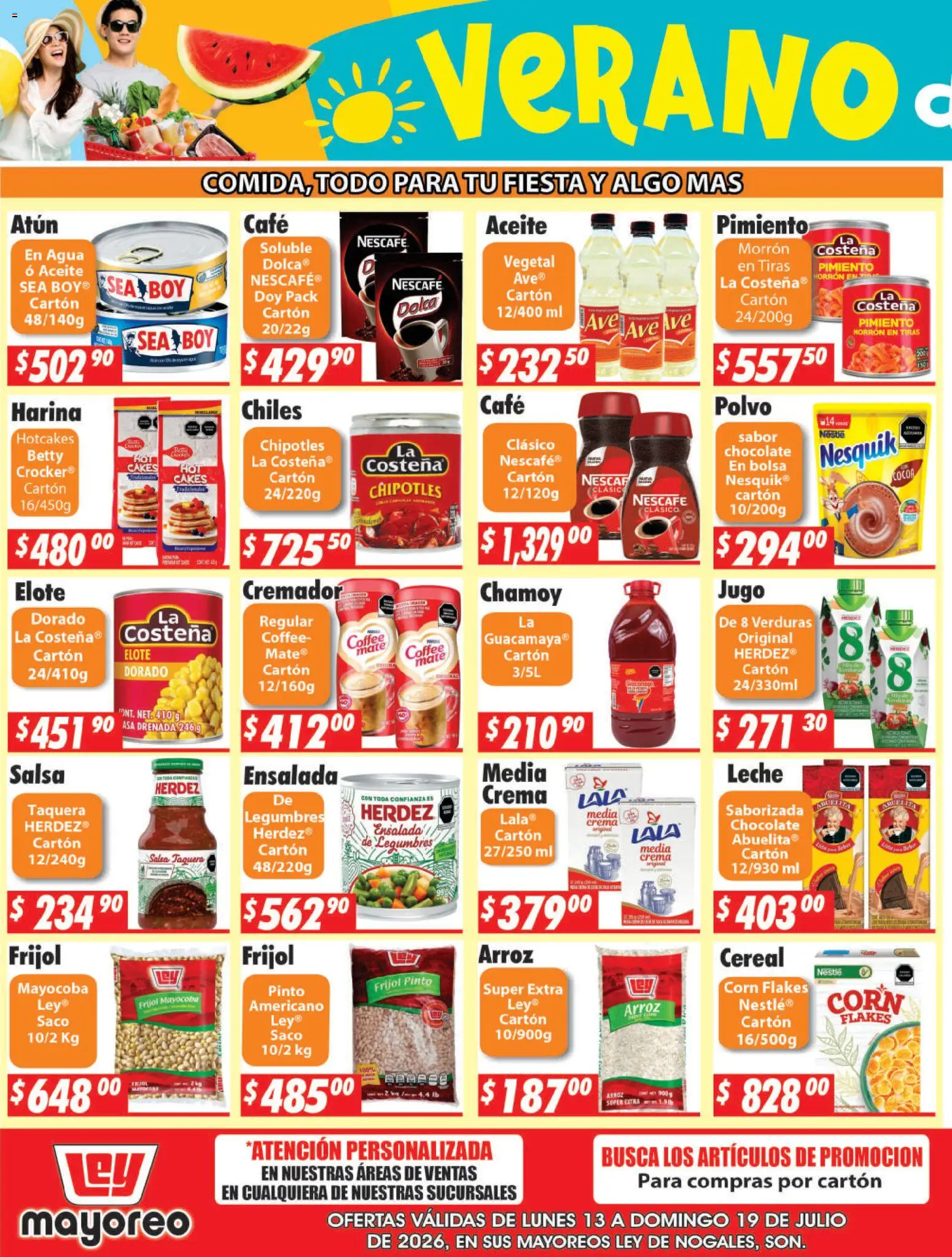Nuevas ofertas de Casa Ley válidas en toda la República Mexicana desde el 13/07/2026. ¡Encuentra las mejores ofertas en Casa Ley folleto Nogales! | Página: 3 | Productos: Harina, Leche, Café, Pimiento