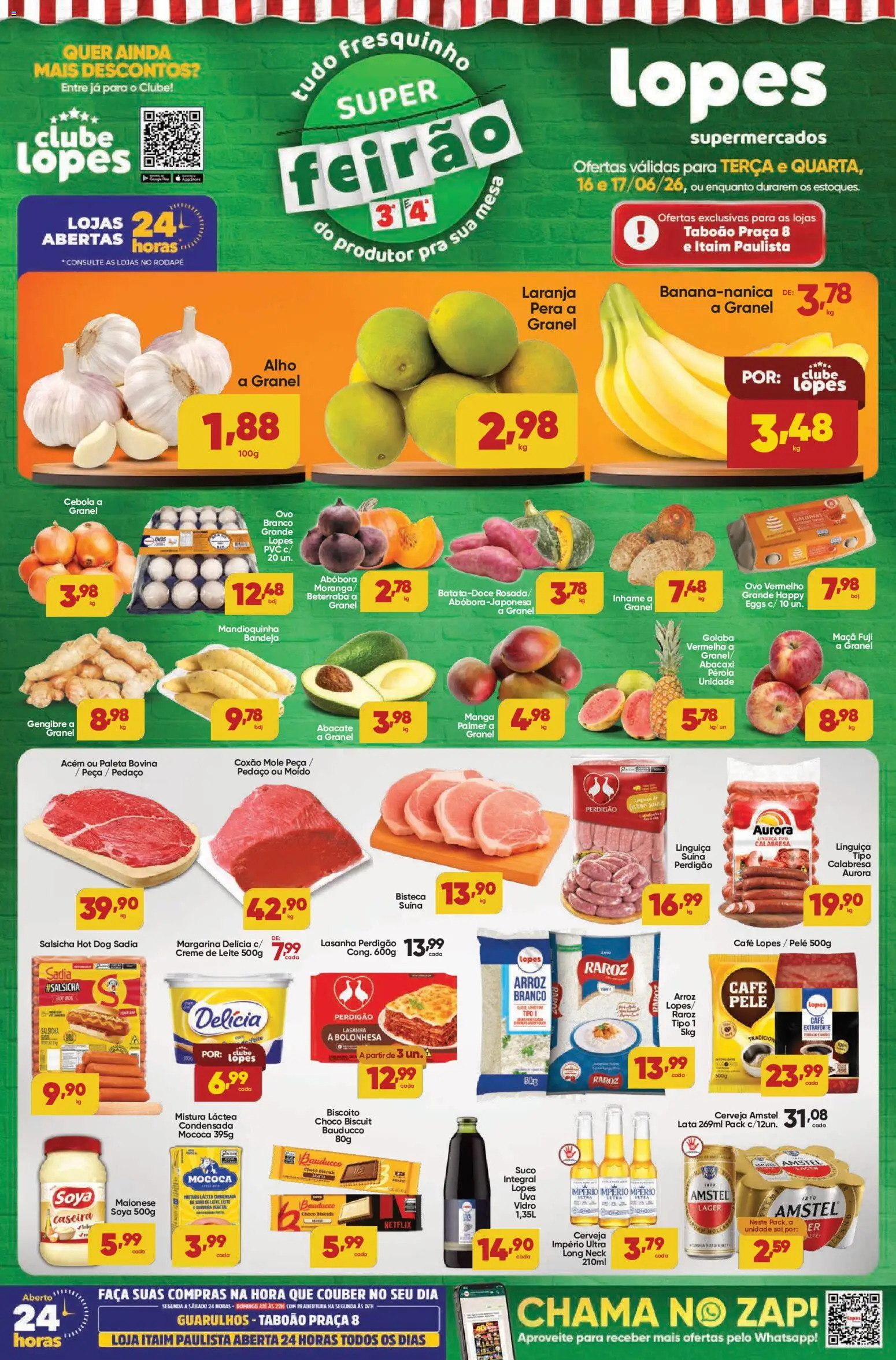 Lopes Supermercados Folheto - válido de 16.06.2026 | Página: 1 | Produtos: Goiaba, Linguiça, Faca, Bandeja