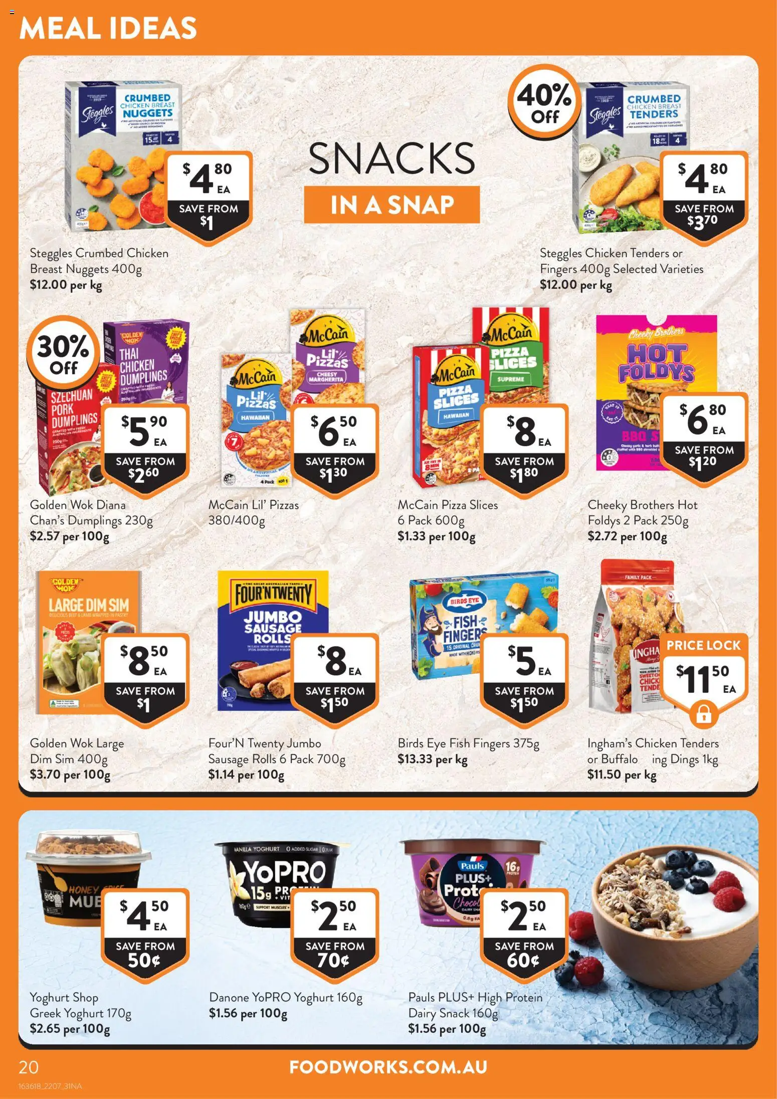 Foodworks catalogue - valid from 22/07/2026 | Page: 20 | Products: Dairy, Pizza, Fish, Sugar