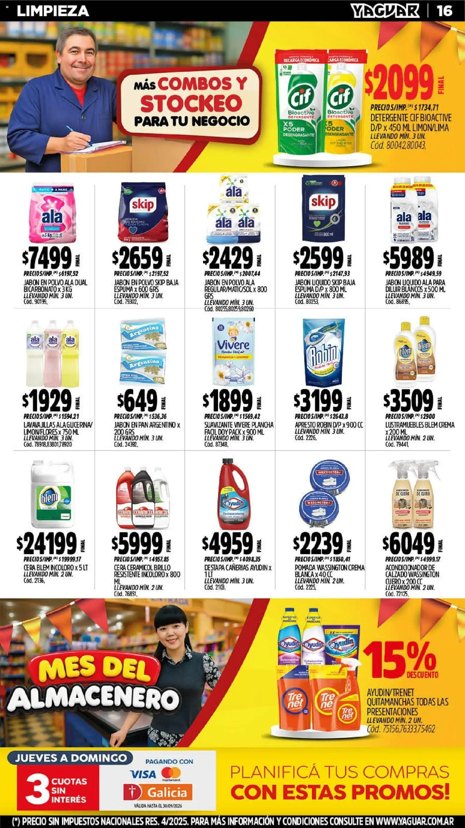 Yaguar - Oferta Semanal Misiones │ válido desde el 07/09/2026 | Página: 16 | Productos: Lavavajillas, Jabón en polvo, Quitamanchas, Pan
