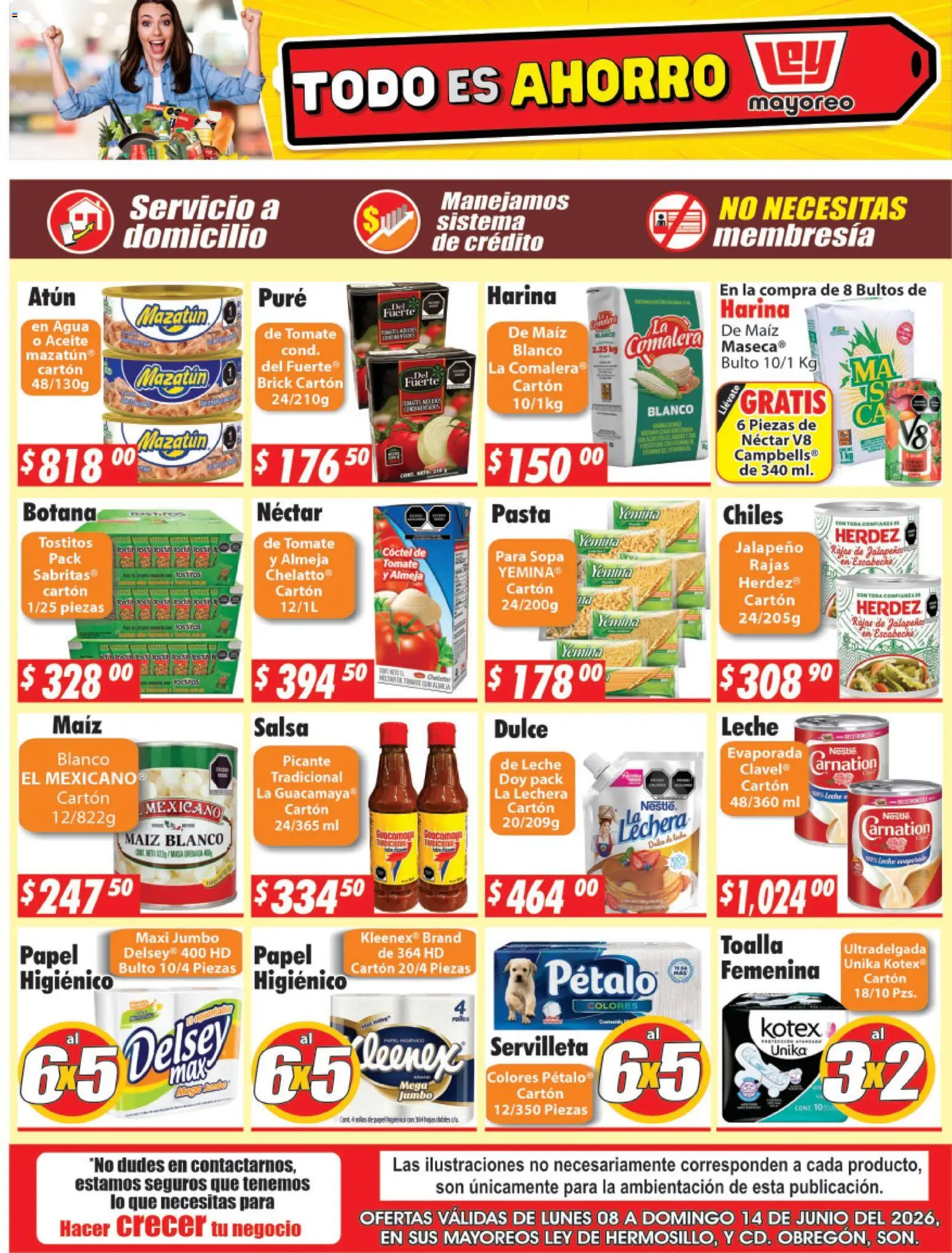 Nuevas ofertas de Casa Ley válidas en toda la República Mexicana desde el 08.06.2026. ¡Encuentra las mejores ofertas en Casa Ley folleto Hermosillo! | Página: 2 | Productos: Sopa, Tomate, Agua, Leche
