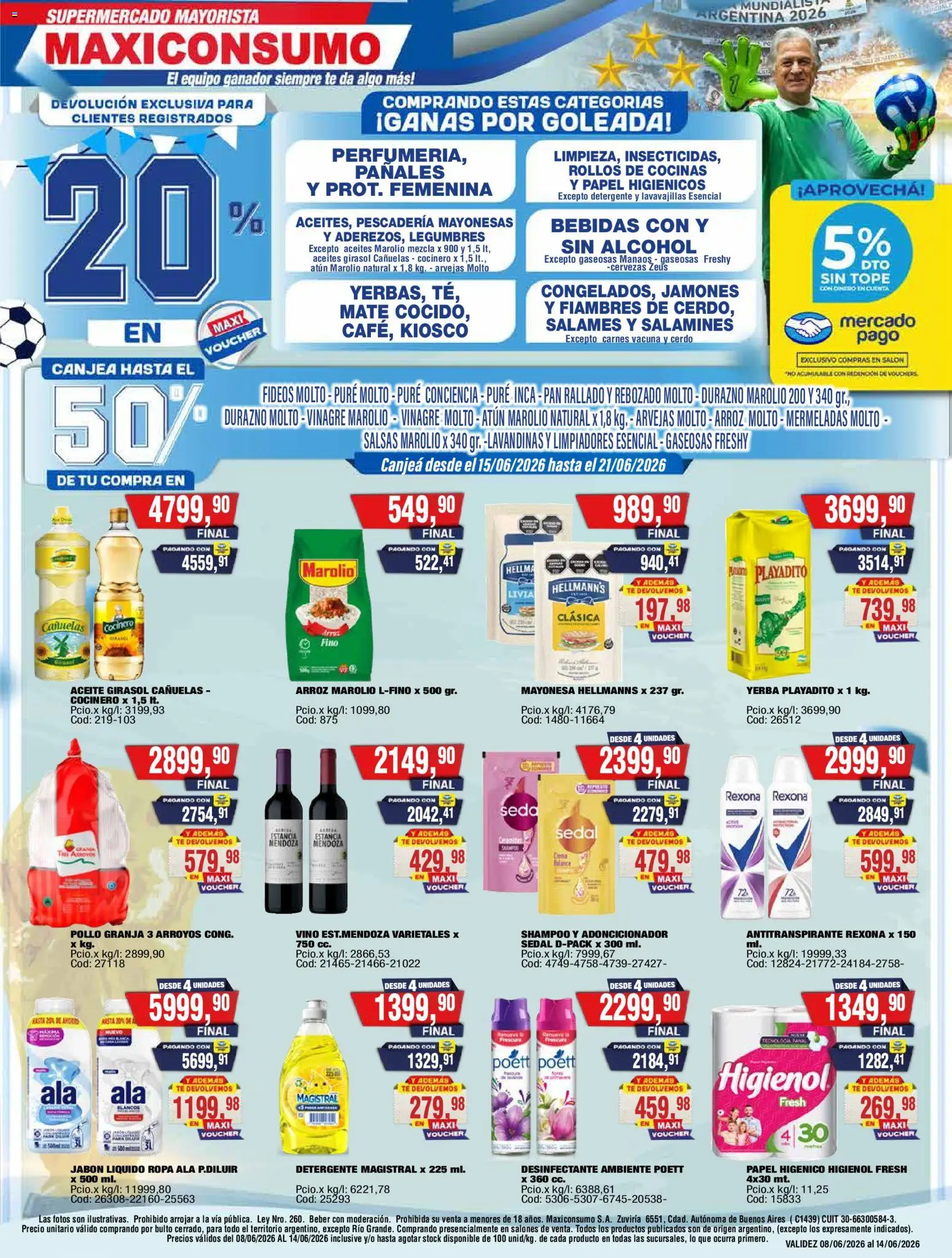 Maxiconsumo ofertas │ válido desde el 15.06.2026 | Página: 1 | Productos: Yerba, Jabón líquido, Pan, Vino