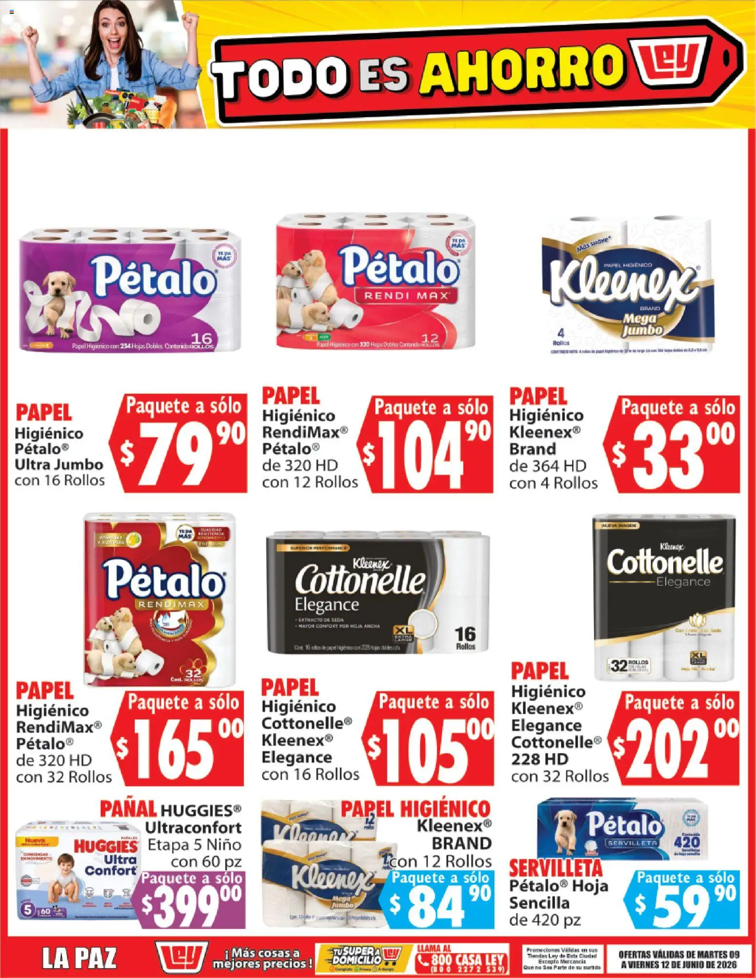 Nuevas ofertas de Casa Ley válidas en toda la República Mexicana desde el 09.06.2026. ¡Encuentra las mejores ofertas en Casa Ley folleto Todo es ahorro! | Página: 12 | Productos: Papel higiénico