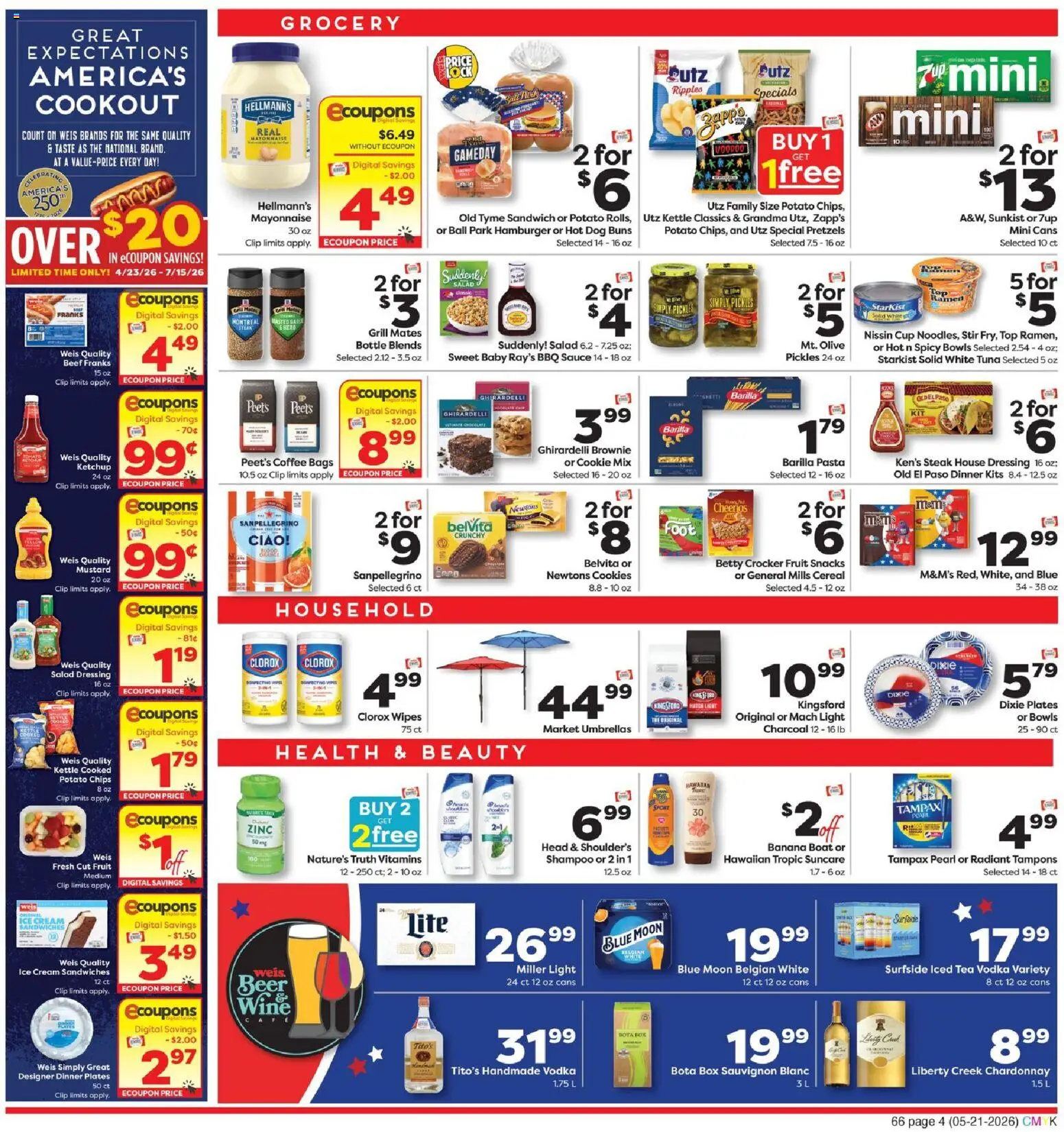 Weis Weekly Circular - NJ - valid from 21.05.2026 | Page: 4 | Products: Zinc, Tea, Tampons, Kettle
