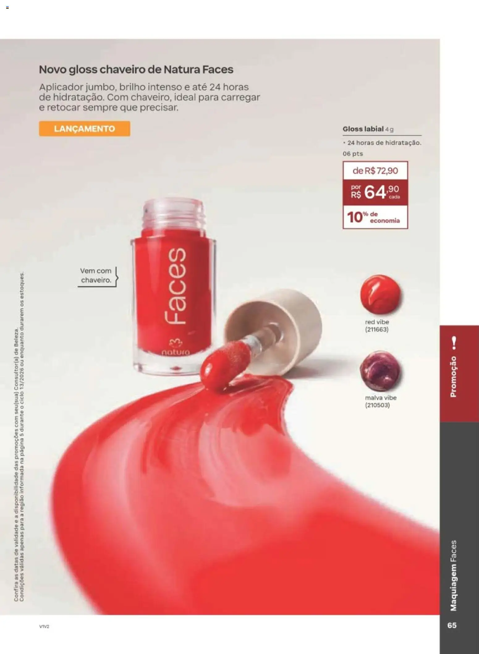 Natura Folheto - válido de 10/08/2026 | Página: 66 | Produtos: Maquiagem, Gloss labial