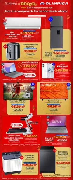 Olímpica Diciembre es Ahorra Web -  Vista previa de la revista de la tienda Olímpica valido desde el 15/09/2026 | Página: 2 | Productos: Televisor, Banco, Lavadora, Libros