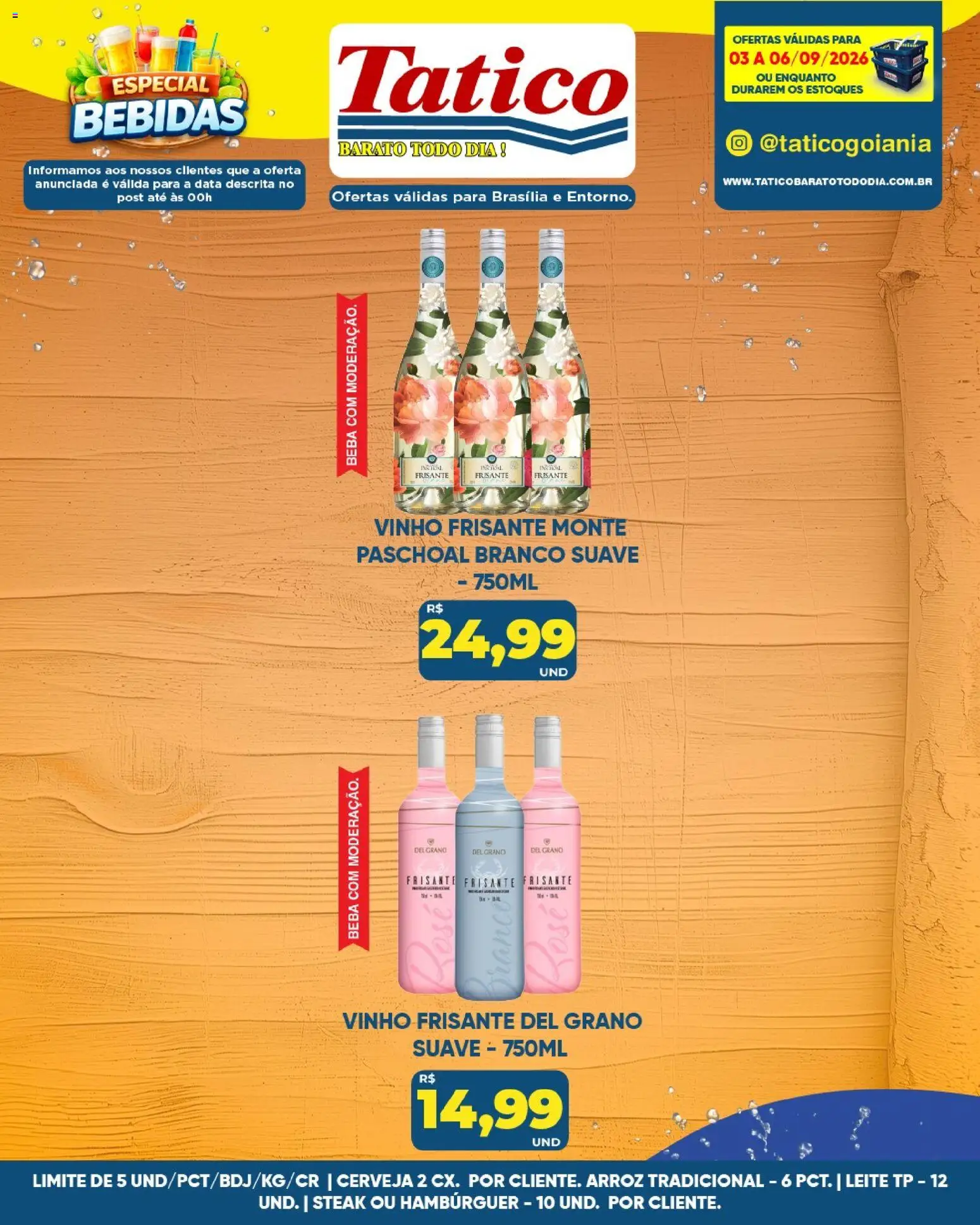Tatico Folheto - válido de 03/09/2026 | Página: 8 | Produtos: Vinho frisante, Bebidas, Leite, Hambúrguer