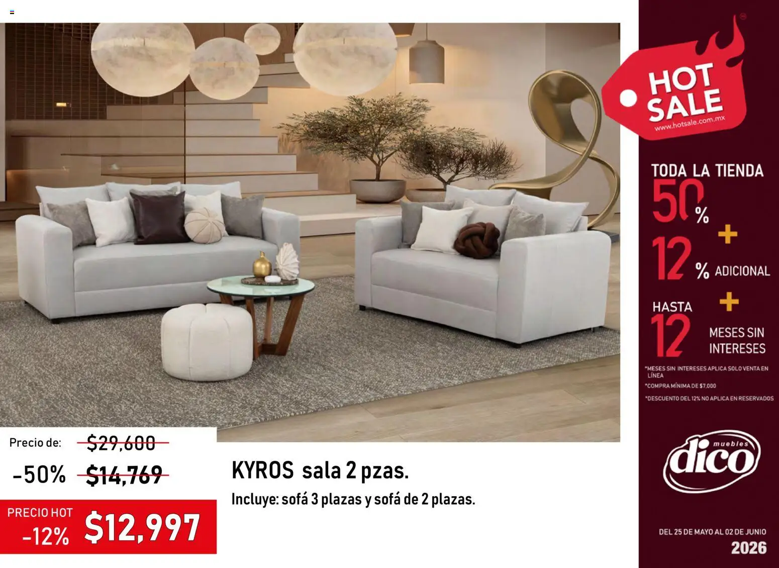 Nuevas ofertas de Muebles Dico válidas en toda la República Mexicana desde el 25.05.2026. ¡Encuentra las mejores ofertas en Muebles Dico Hot Sale! | Página: 55 | Productos: Sofá