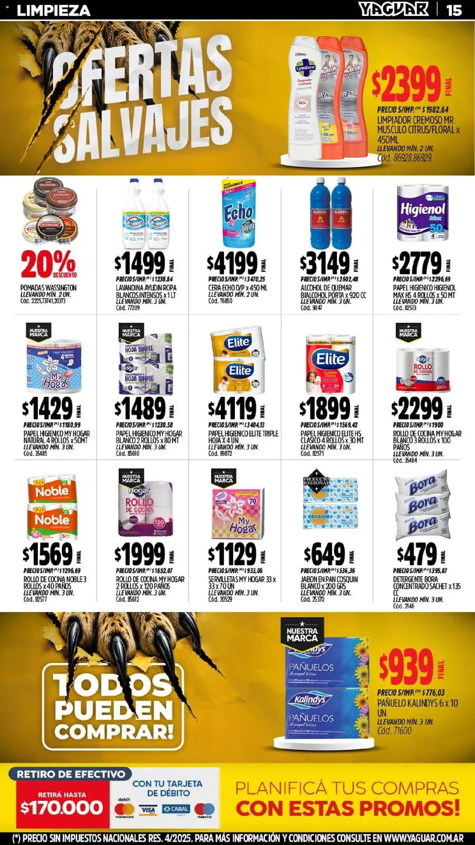 Yaguar - Oferta Semanal Salta │ válido desde el 03/08/2026 | Página: 18 | Productos: Papel higiénico, Cocina, Cera, Pan