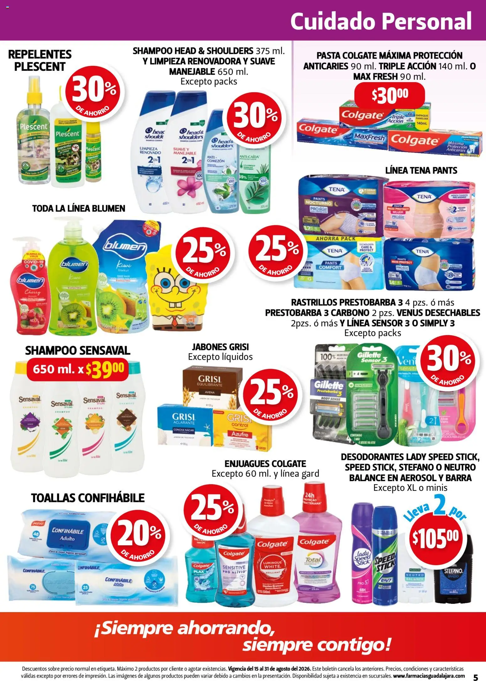 Nuevas ofertas de Farmacia Guadalajara válidas en toda la República Mexicana desde el 15/08/2026. ¡Encuentra las mejores ofertas en Farmacia Guadalajara catálogo! | Página: 5 | Productos: Pasta, Shampoo, Barra, Aclarante