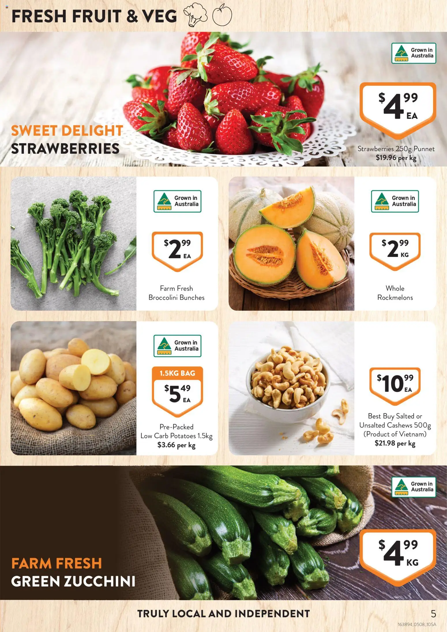 Foodworks catalogue - valid from 05/08/2026 | Page: 5 | Products: Strawberries, Potatoes, Zucchini, Bag