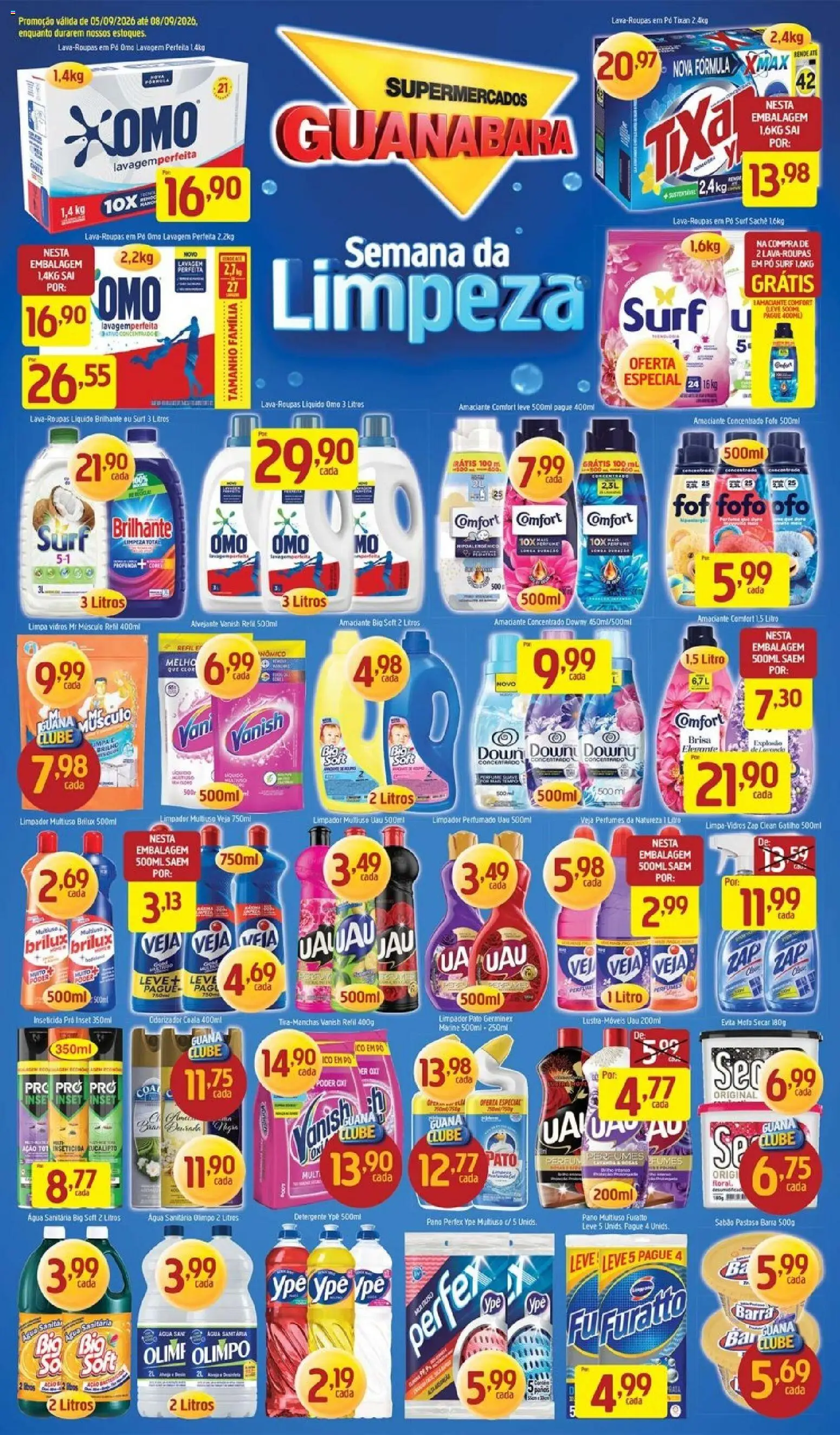 Supermercados Guanabara Folheto - válido de 05/09/2026 | Página: 8 | Produtos: Limpador multiuso, Limpa vidros, Pato, Água sanitária