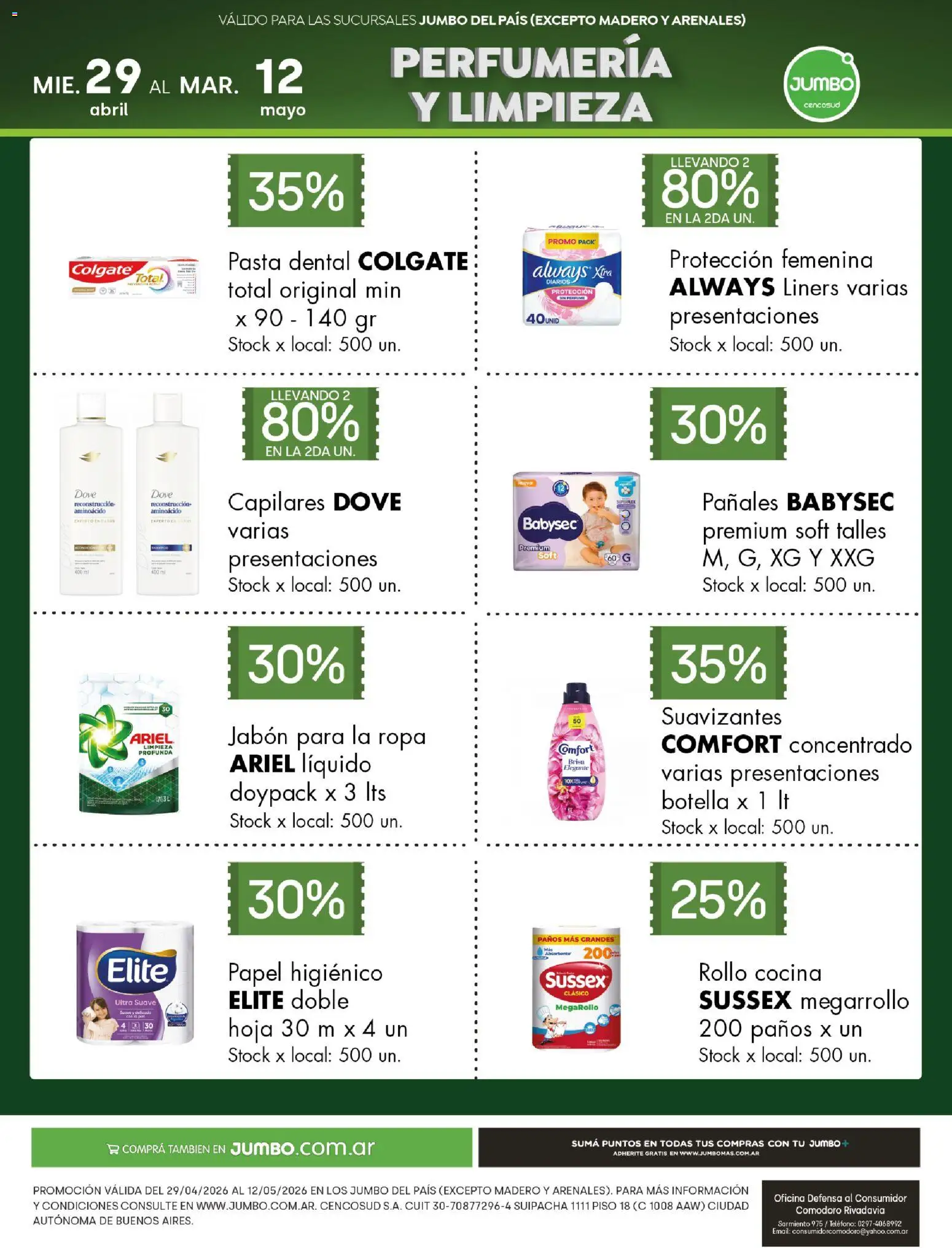 Jumbo - Especial Perfumería y Limpieza │ válido desde el 29.04.2026 | Página: 1 | Productos: Papel higiénico, Cocina, Jabón, Pasta dental