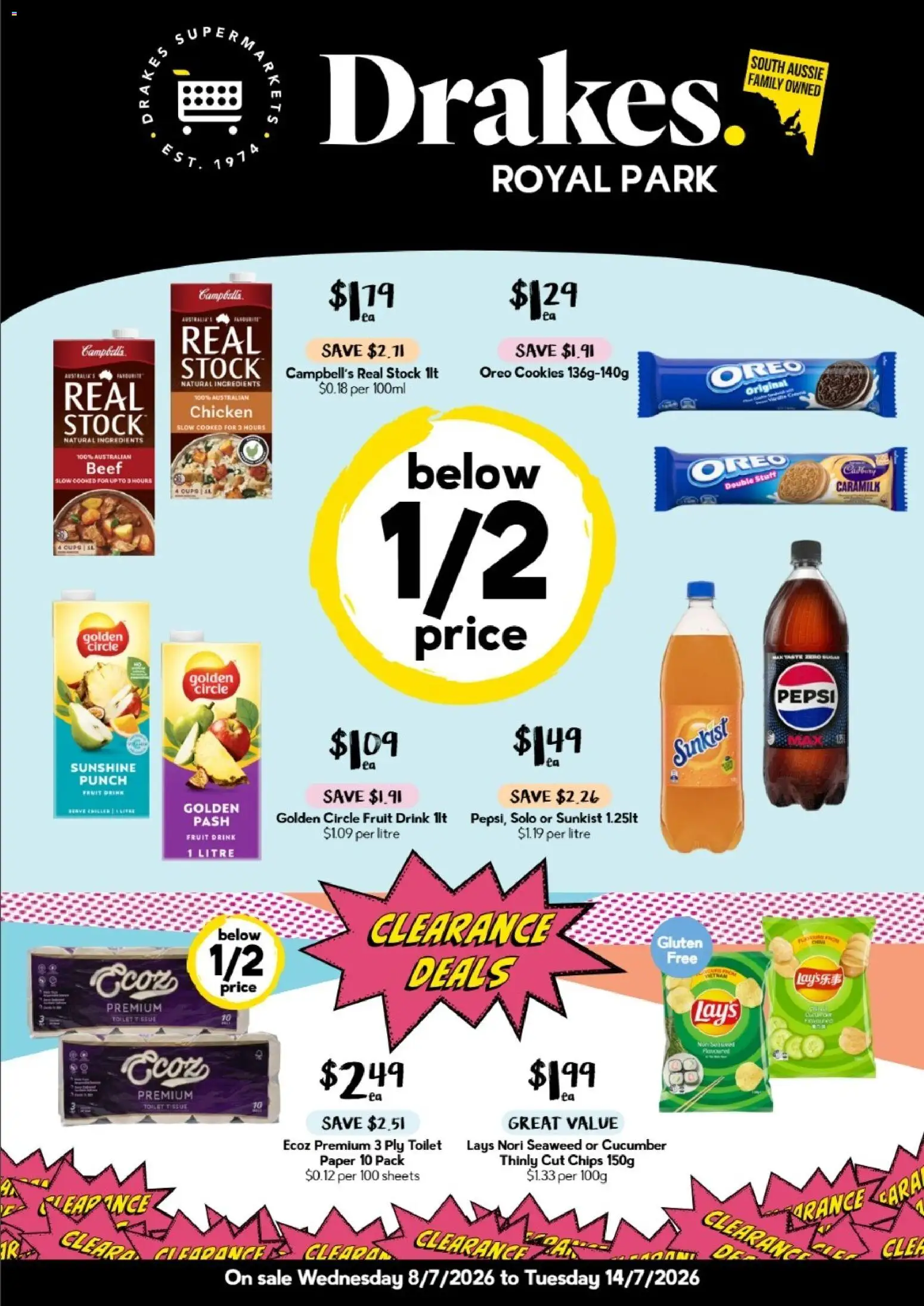 Drakes catalogue - valid from 08/07/2026 | Page: 1 | Products: Toilet, Chicken, Pepsi, Chips