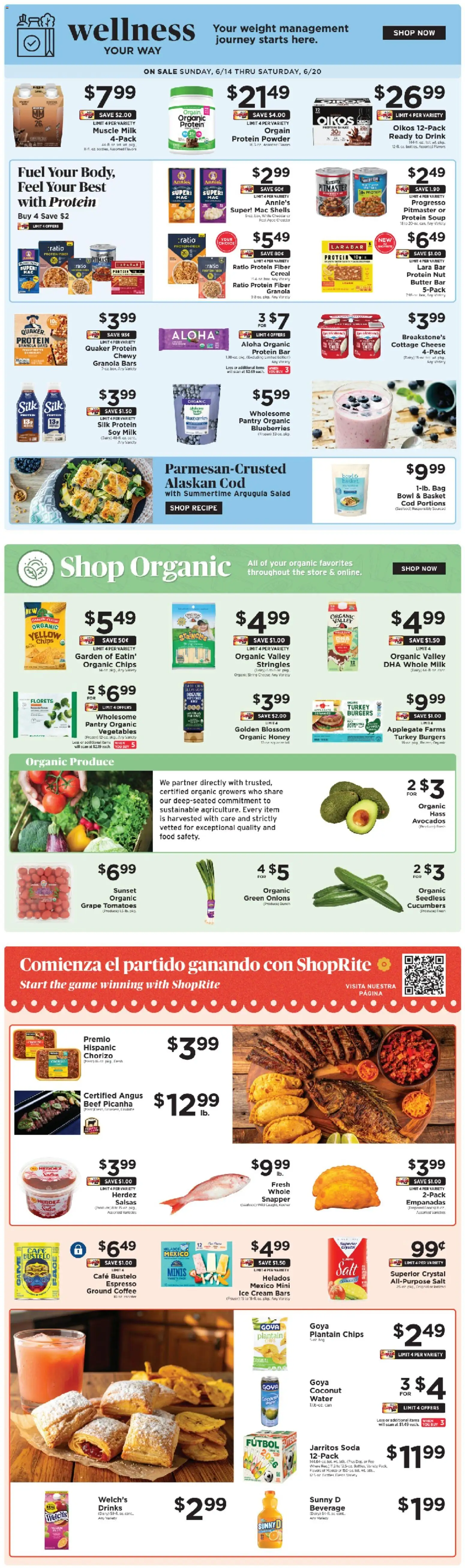 ShopRite Weekly Ad - valid from 14.06.2026 | Page: 10 | Products: Ice cream, Seafood, Blueberries, Bag