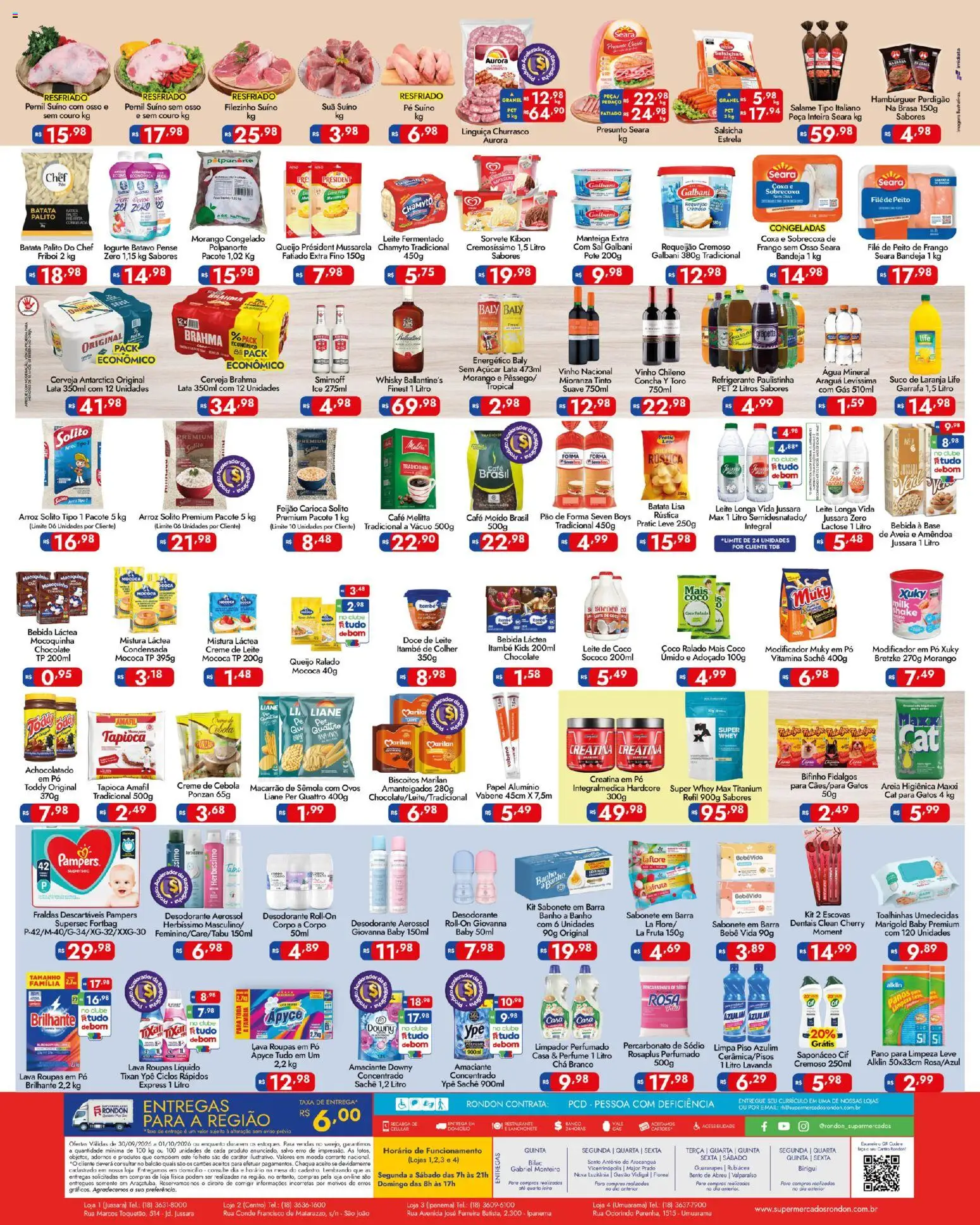 Supermercados Rondon Folheto - válido de 30/09/2026 | Página: 2 | Produtos: Areia, Salsicha, Chá branco, Doce de leite