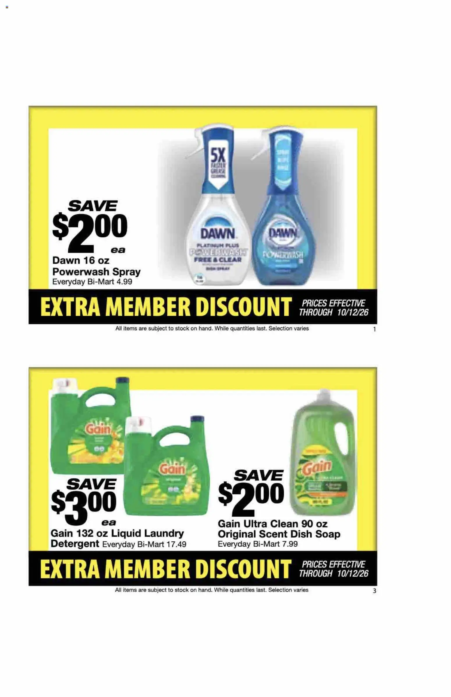 Bi-Mart Extra Member Discount Book - valid from 09/28/2026 | Page: 3 | Products: Soap, Detergent