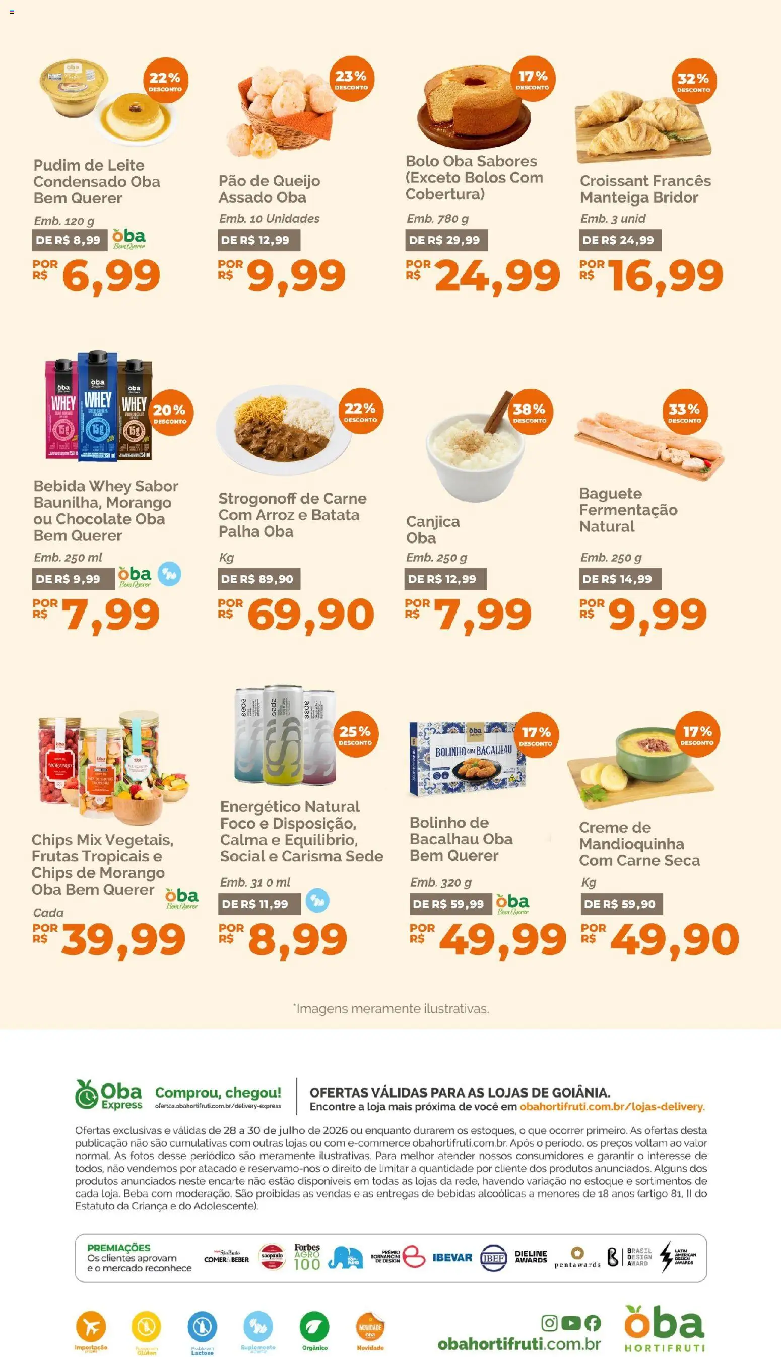 Oba Hortifruti Folheto - válido de 28/07/2026 | Página: 10 | Produtos: Energético, Queijo, Creme, Pão de queijo