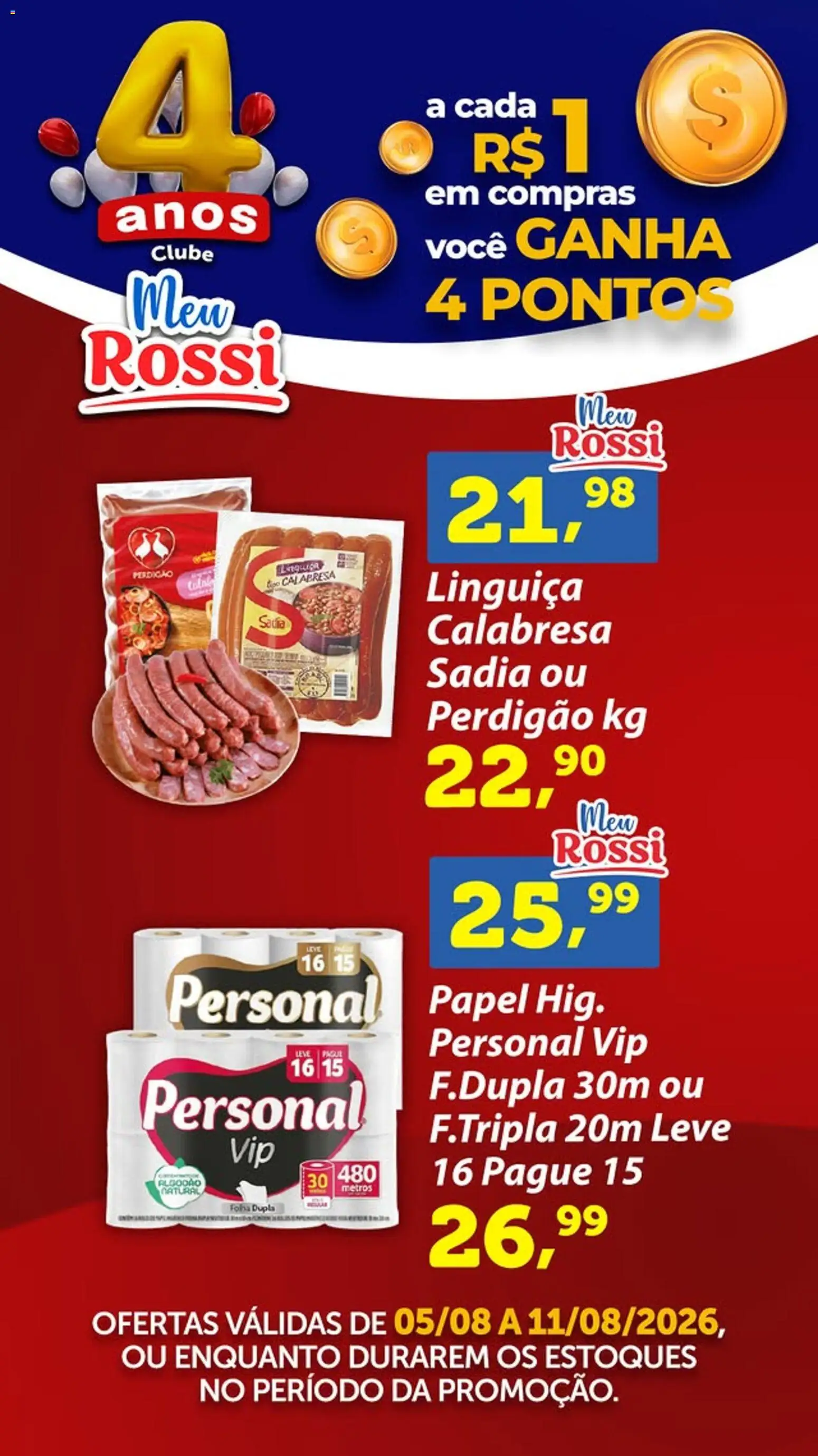 Rossi Supermercados Folheto - válido de 05/08/2026 | Página: 2 | Produtos: Linguiça, Algodão