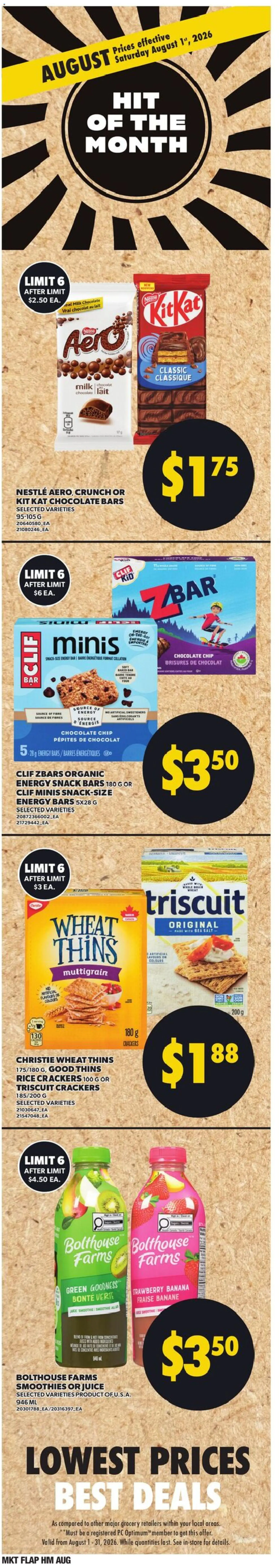 Zehrs flyer valid from Jul 30, 2026 | Page: 6 | Products: Crackers, Smoothie, Milk, Chocolate