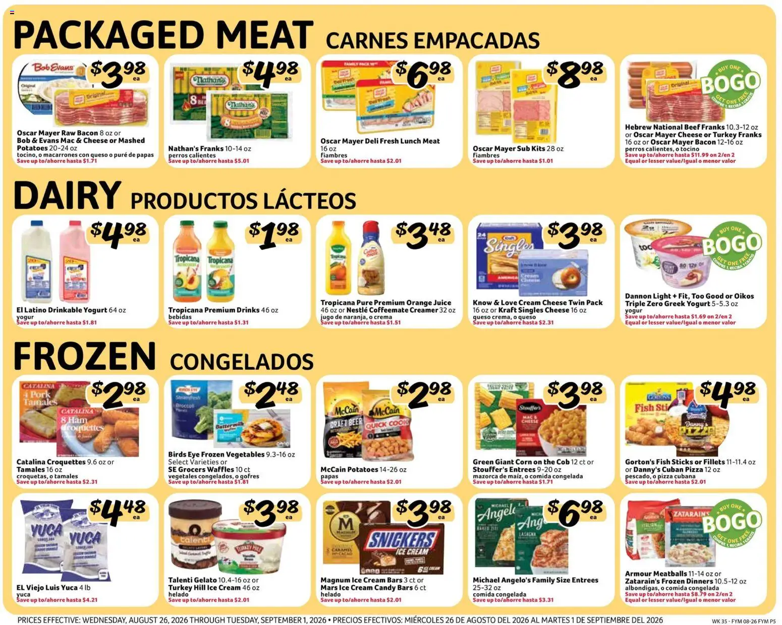 Fresco y Más Weekly Ad - valid from 08/26/2026 | Page: 5 | Products: Corn, Cream cheese, Yogurt, Beer