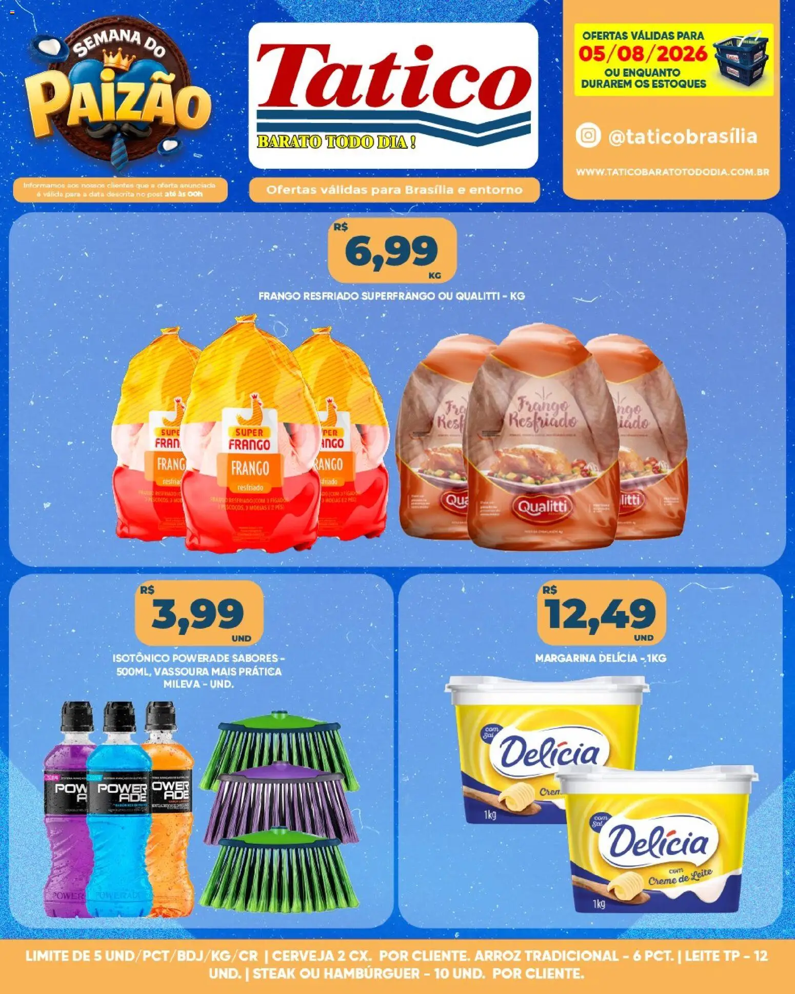 Tatico Folheto - válido de 05/08/2026 | Página: 4 | Produtos: Leite, Arroz, Frango, Margarina