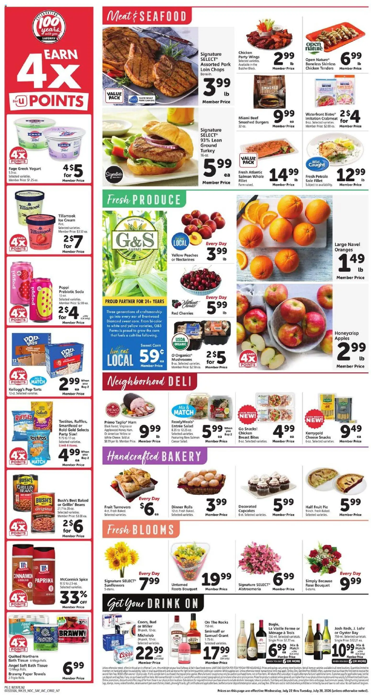 Safeway Weekly Ad - valid from 07/22/2026 | Page: 2 | Products: Cherries, Peaches, Ham, Beef