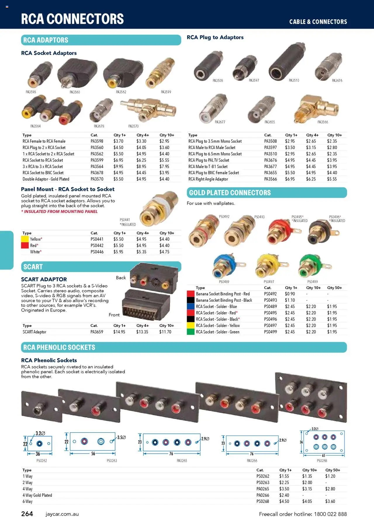 Jaycar catalogue - valid from 09/07/2025 | Page: 264 | Products: Socket, Adaptor, Cable, Stereo