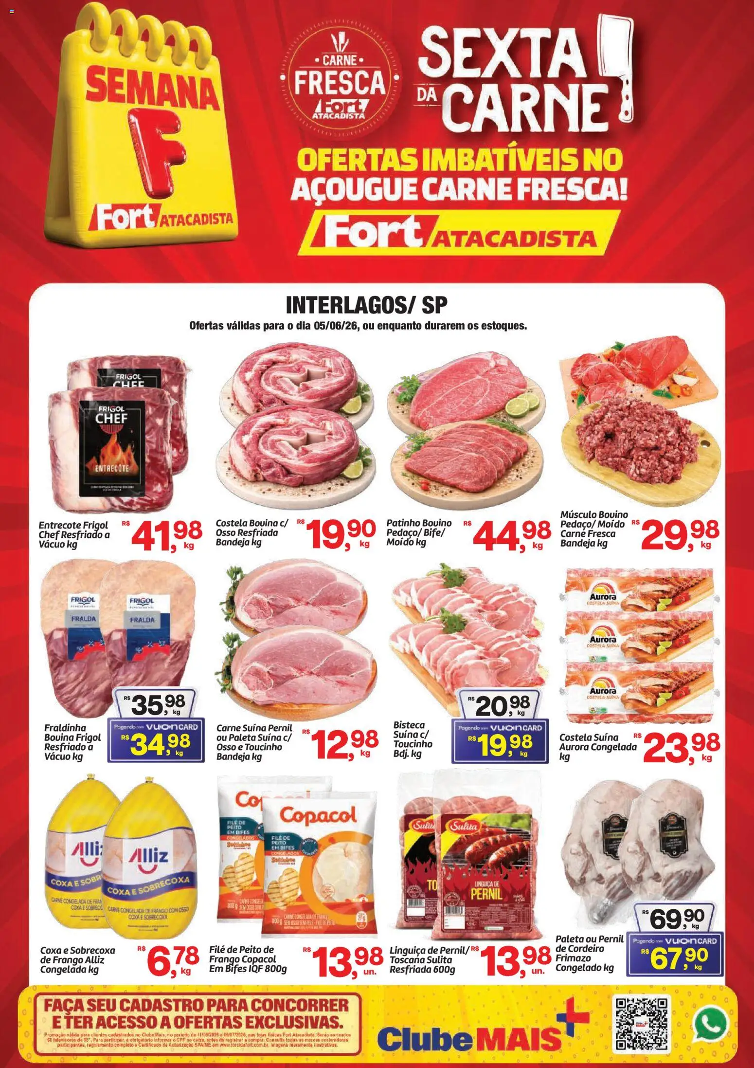Fort Atacadista Folheto - válido de 01.06.2026 | Página: 1 | Produtos: Linguiça, Pernil, Bandeja, Frango