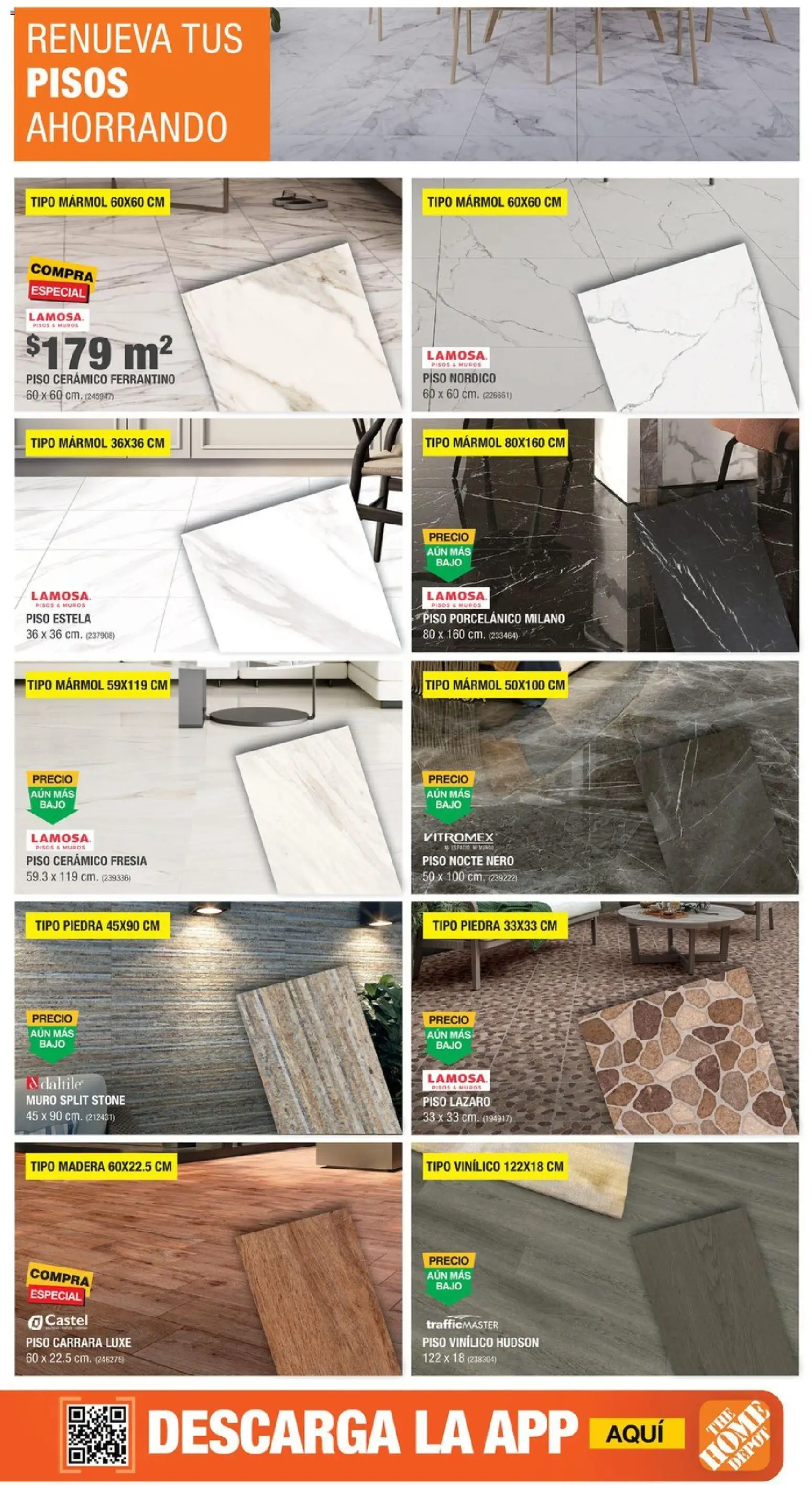 Nuevas ofertas de Home Depot válidas en toda la República Mexicana desde el 13/08/2026. ¡Encuentra las mejores ofertas en Home Depot catálogo! | Página: 8 | Productos: Vinílico, Cerámico