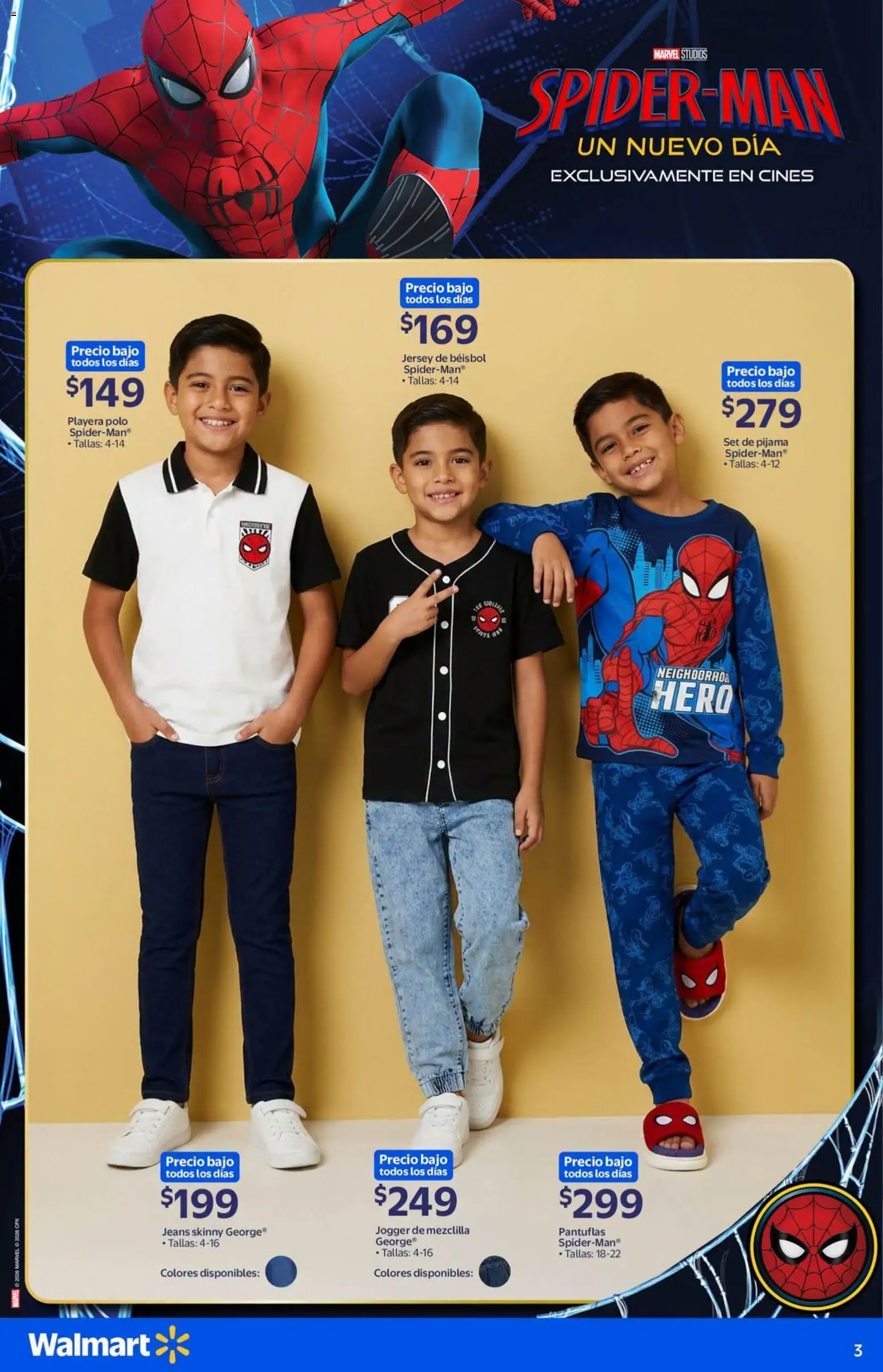 Nuevas ofertas de Walmart válidas en toda la República Mexicana desde el 22/07/2026. ¡Encuentra las mejores ofertas en Walmart folleto Colección Spiderman! | Página: 3 | Productos: Pijama, Pantuflas, Playera