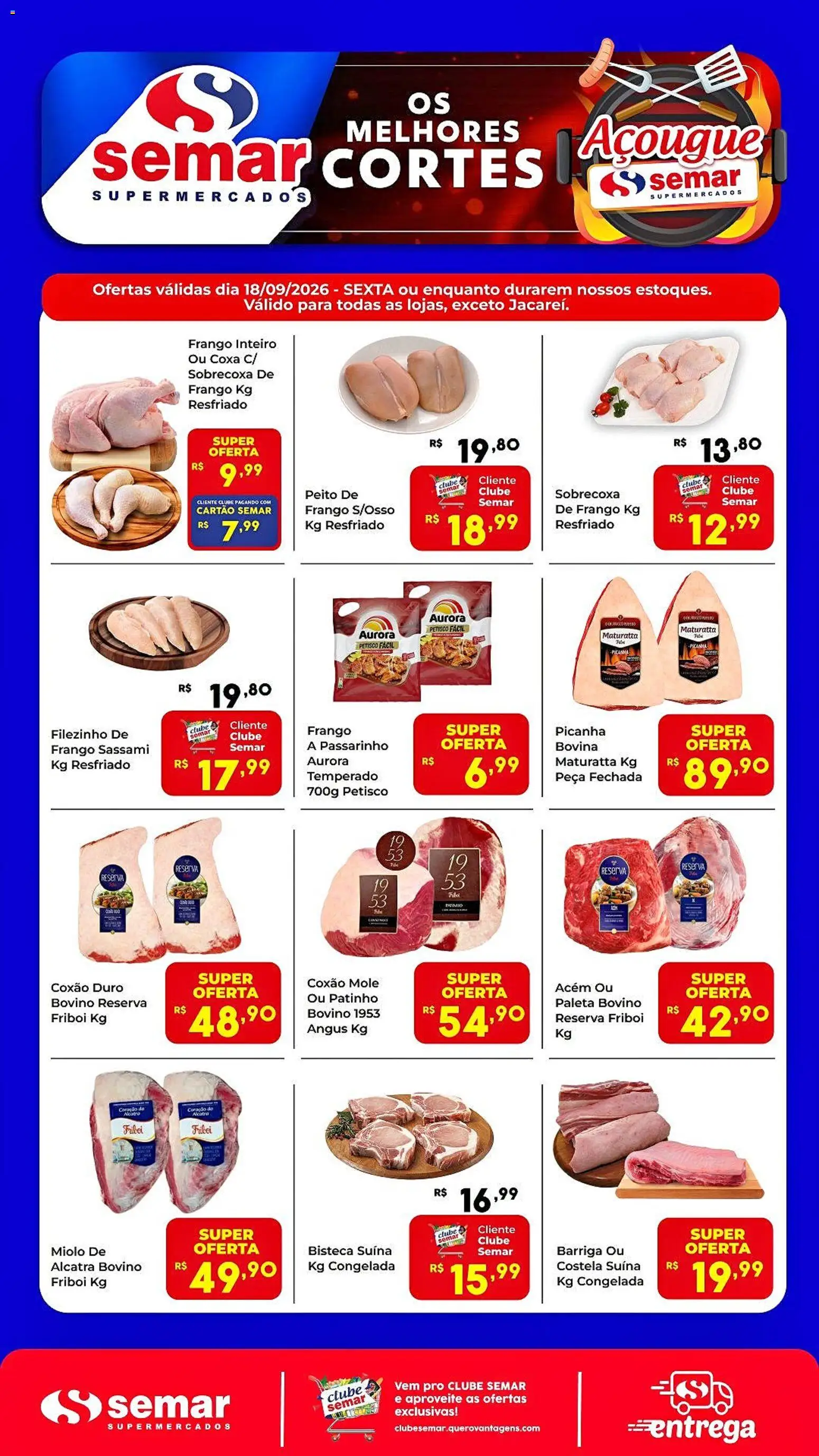 Semar Supermercado Folheto - válido de 18/09/2026 | Página: 1 | Produtos: Sobrecoxa de frango, Frango inteiro, Alcatra, Frango