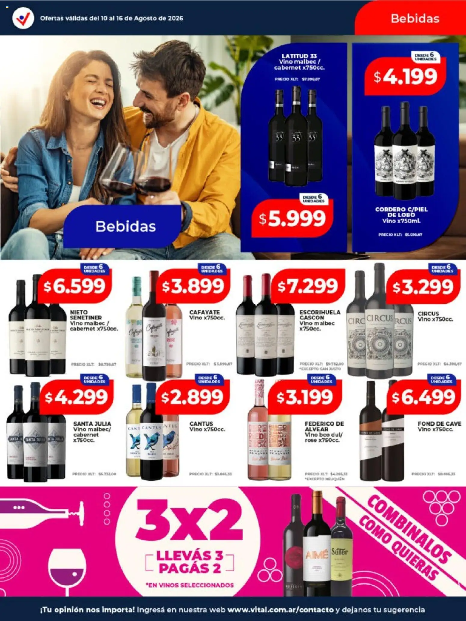 Vital - Ofertas San Justo │ válido desde el 10/08/2026 | Página: 12 | Productos: Bebidas, Cordero, Vino