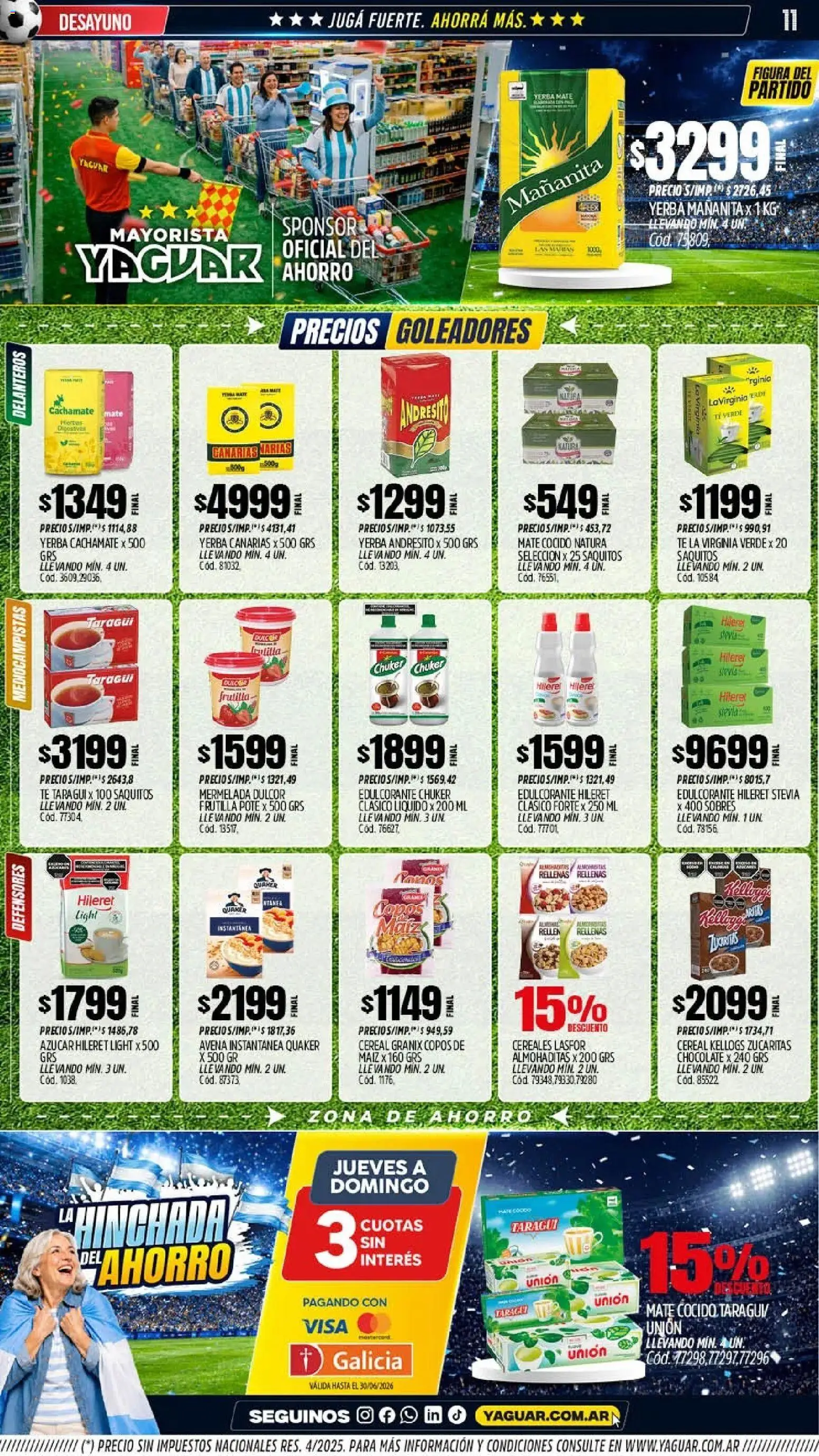Yaguar catálogo │ válido desde el 01.06.2026 | Página: 11 | Productos: Mate, Azucar, Edulcorante, Mermelada