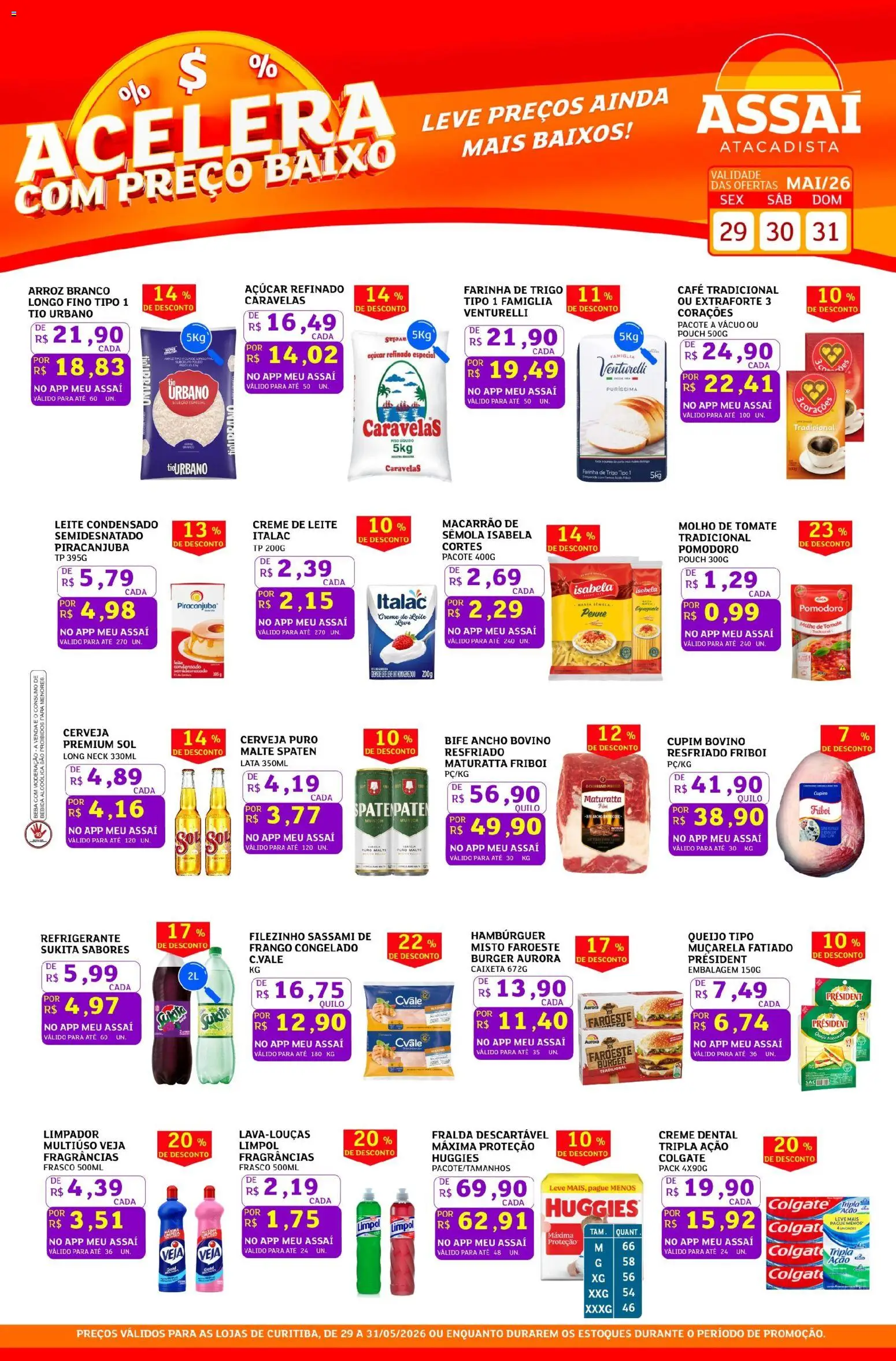 Assaí Atacadista Folheto - válido de 29.05.2026 | Página: 1 | Produtos: Cerveja, Creme, Hambúrguer, Creme dental