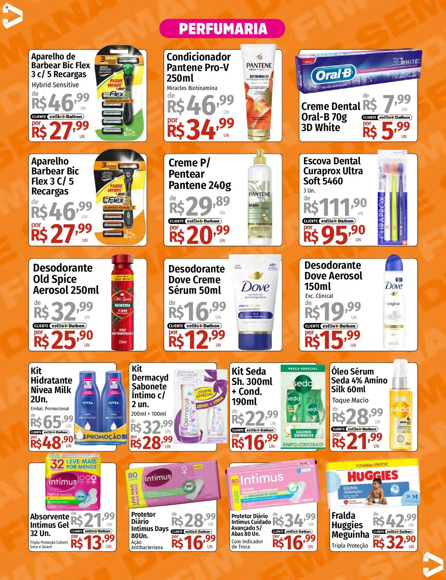 Supermercado Dalben Folheto - válido de 07/08/2026 | Página: 14 | Produtos: Shampoo, Desodorante, Óleo, Fraldas