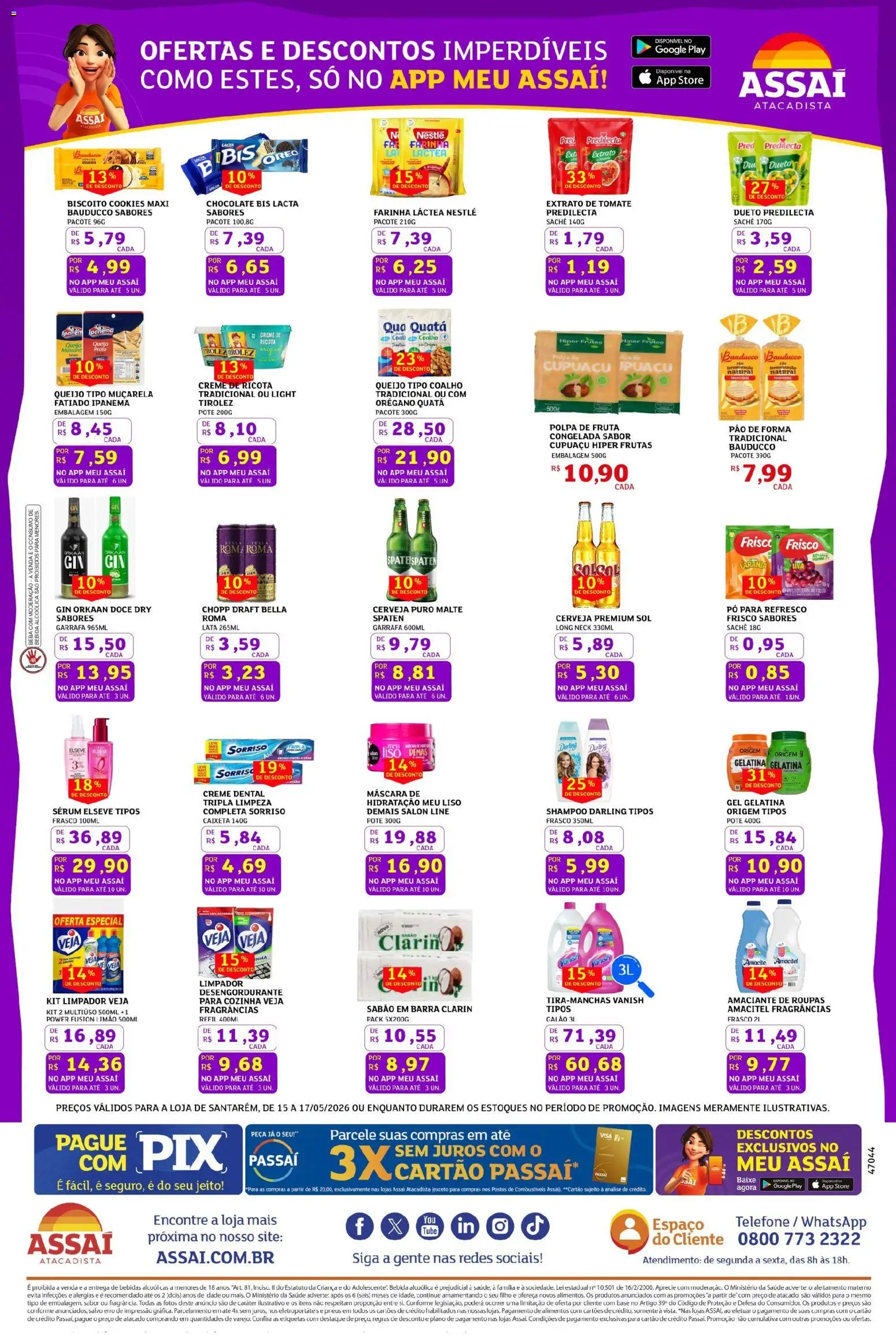 Assaí Atacadista Folheto - válido de 15.05.2026 | Página: 3 | Produtos: Ricota, Gin, Telefone, Gelatina