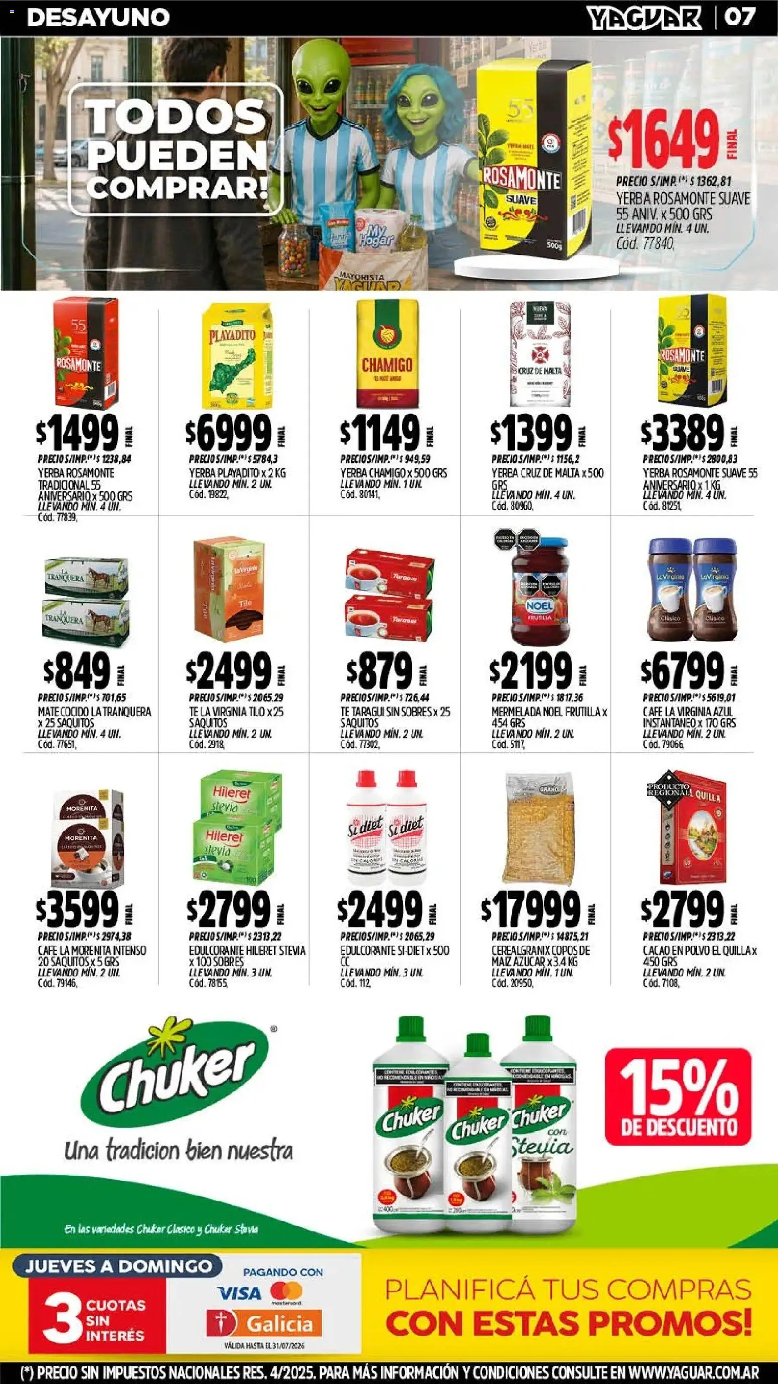 Yaguar - Oferta Semanal Santa Fé │ válido desde el 06/07/2026 | Página: 9 | Productos: Mate, Azucar, Yerba, Mermelada