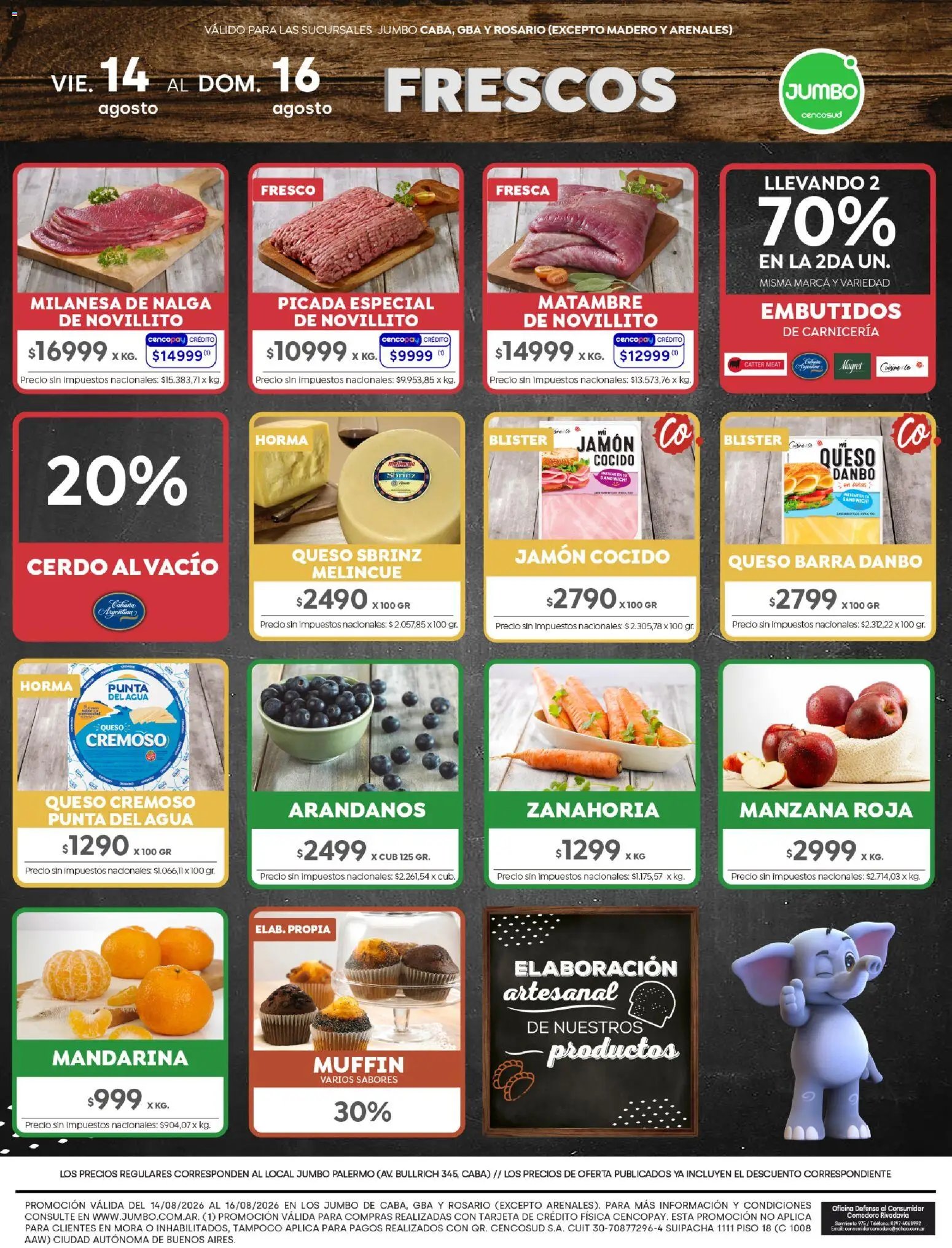 Jumbo - Ofertas | Rosario │ válido desde el 13/08/2026 | Página: 8 | Productos: Teléfono, Milanesa, Queso, Jamón